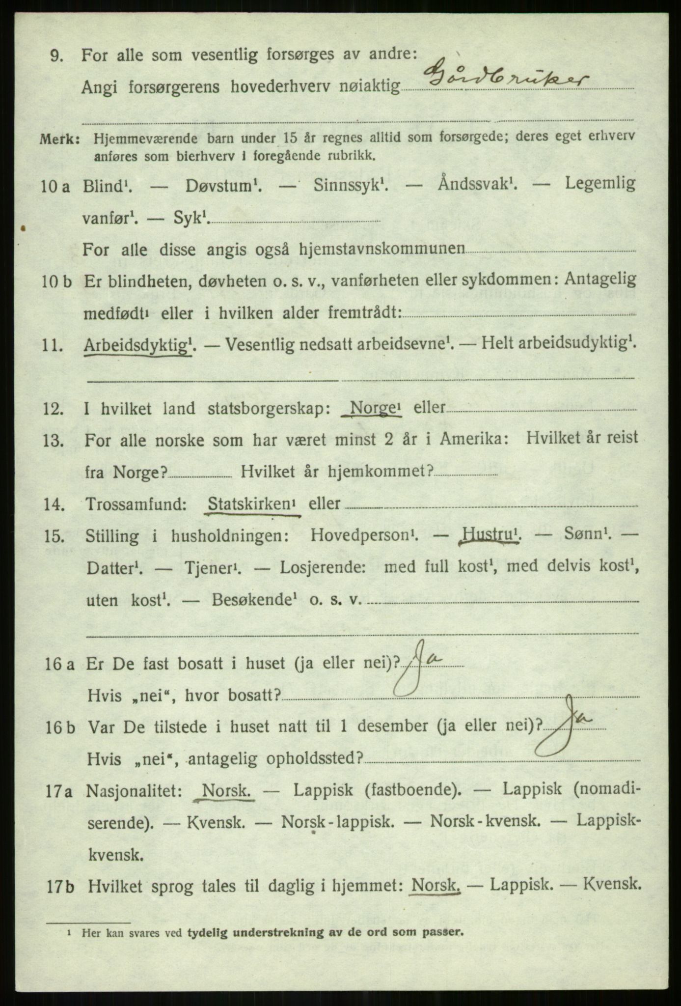 SATØ, 1920 census for Bardu, 1920, p. 1426