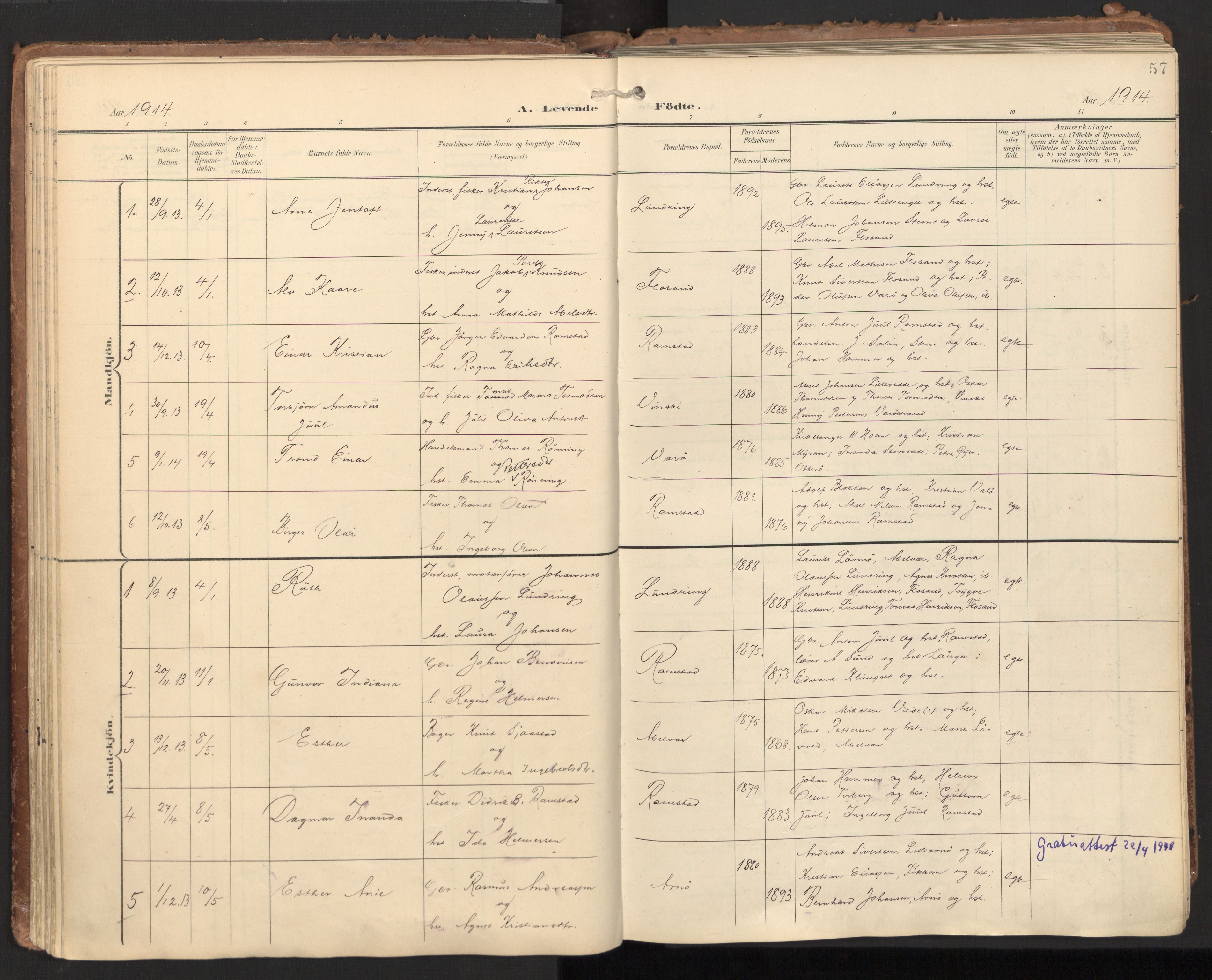Ministerialprotokoller, klokkerbøker og fødselsregistre - Nord-Trøndelag, SAT/A-1458/784/L0677: Parish register (official) no. 784A12, 1900-1920, p. 57