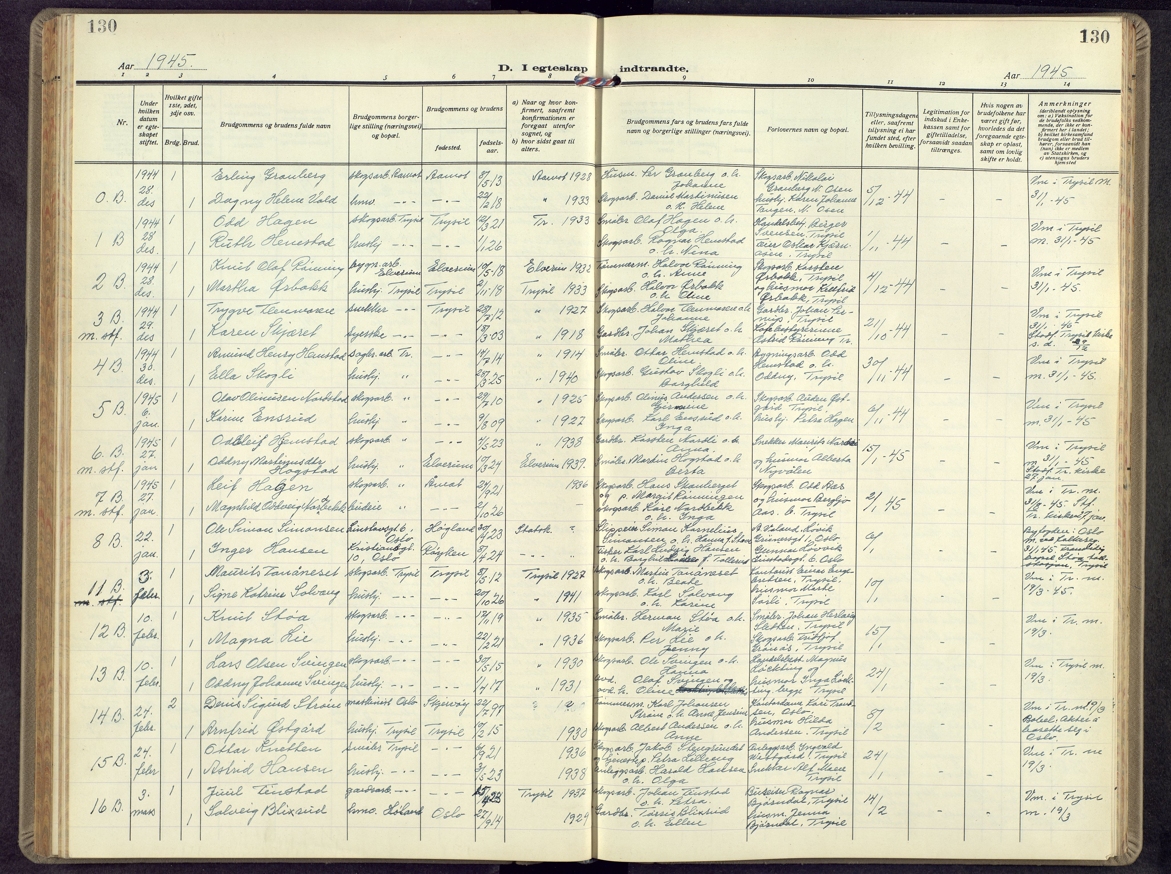 Trysil prestekontor, SAH/PREST-046/H/Ha/Hab/L0012: Parish register (copy) no. 12, 1938-1959, p. 130