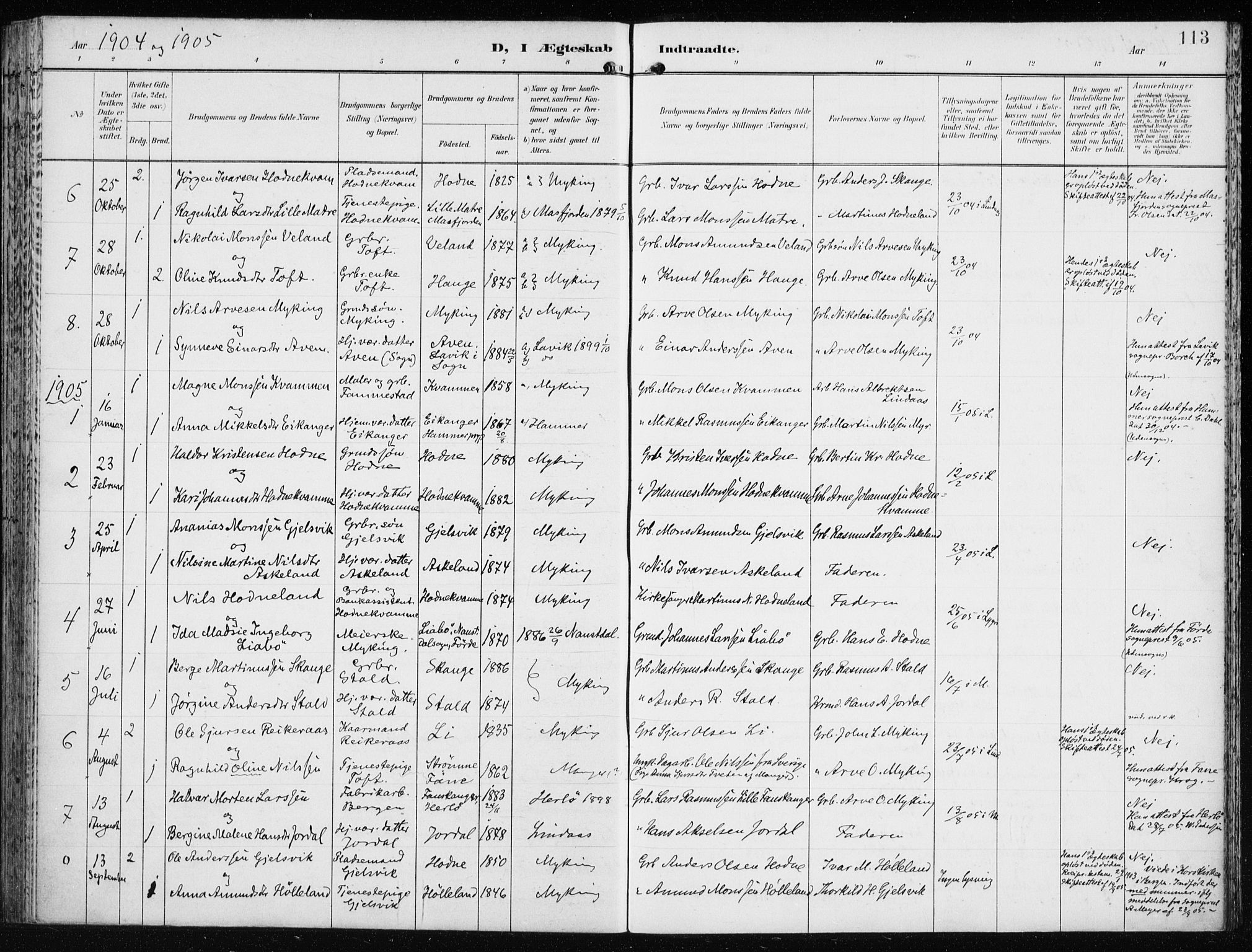 Lindås Sokneprestembete, AV/SAB-A-76701/H/Haa/Haaf/L0002: Parish register (official) no. F  2, 1897-1909, p. 113