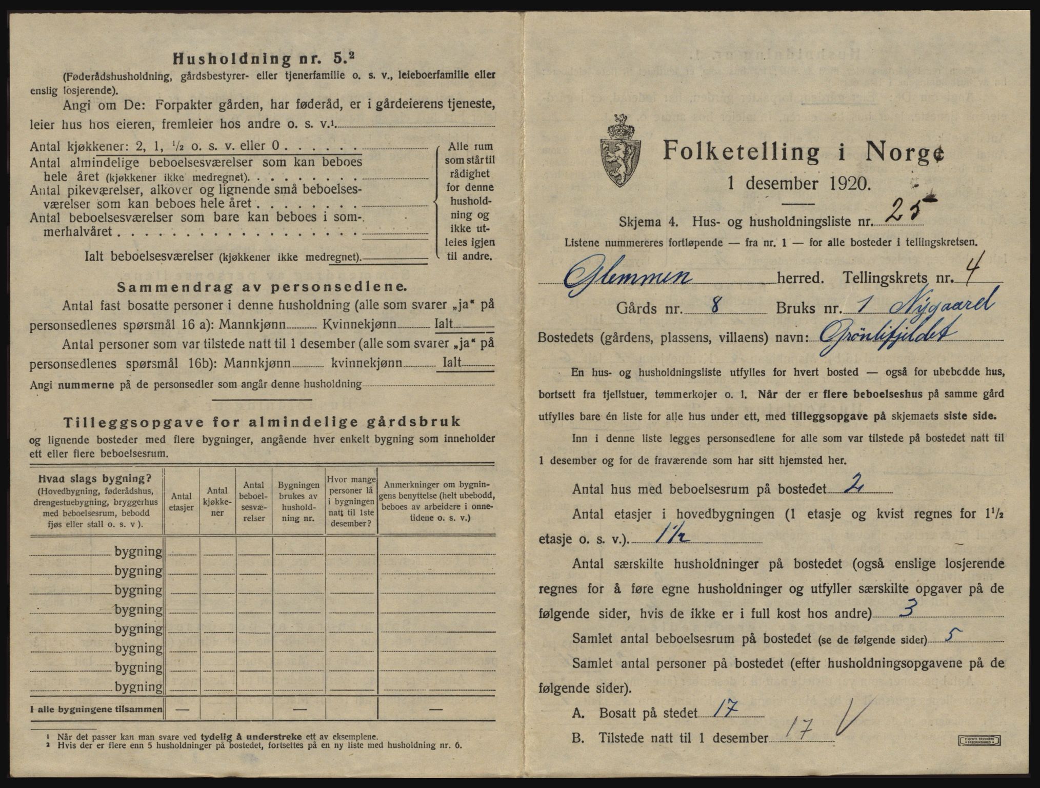 SAO, 1920 census for Glemmen, 1920, p. 1507