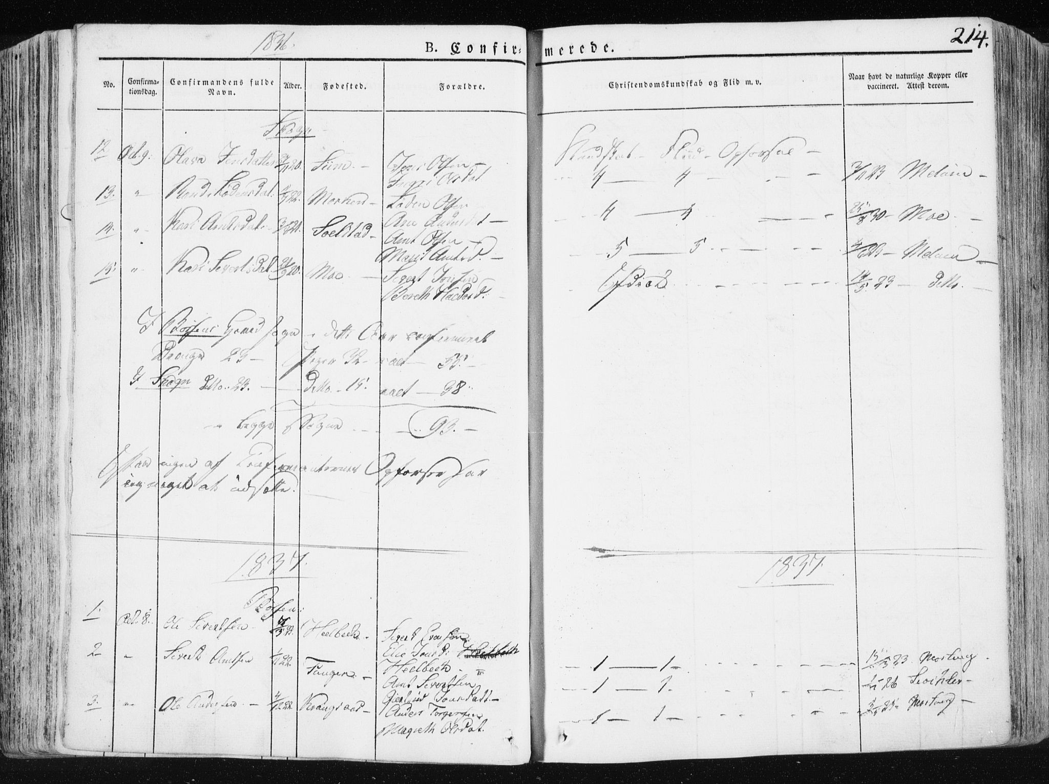 Ministerialprotokoller, klokkerbøker og fødselsregistre - Sør-Trøndelag, SAT/A-1456/665/L0771: Parish register (official) no. 665A06, 1830-1856, p. 214