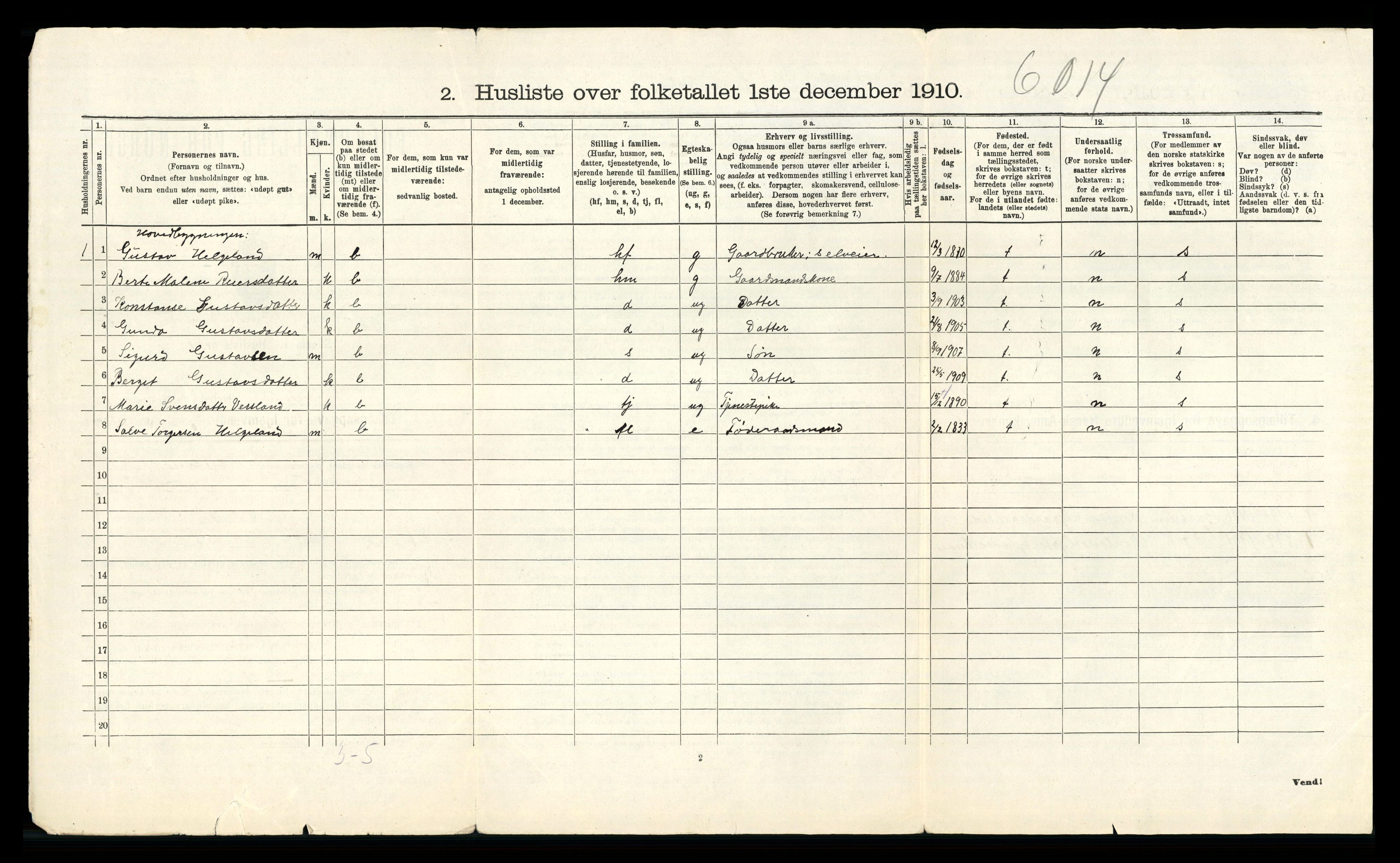 RA, 1910 census for Bjerkreim, 1910, p. 29