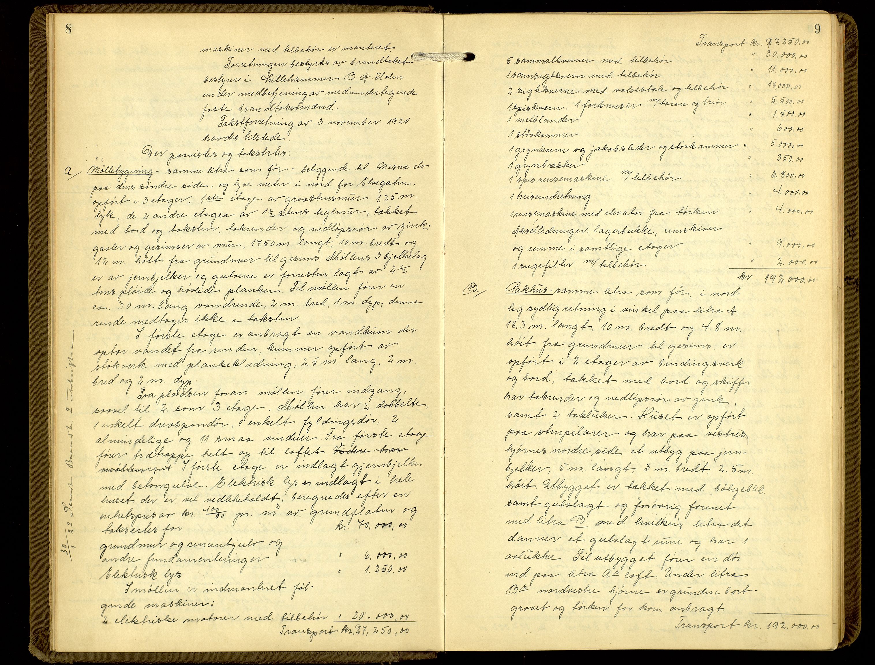 Norges Brannkasse, Lillehammer, AV/SAH-NBRANL-042/F/L0008: Branntakstprotokoll, 1921-1926, p. 8-9