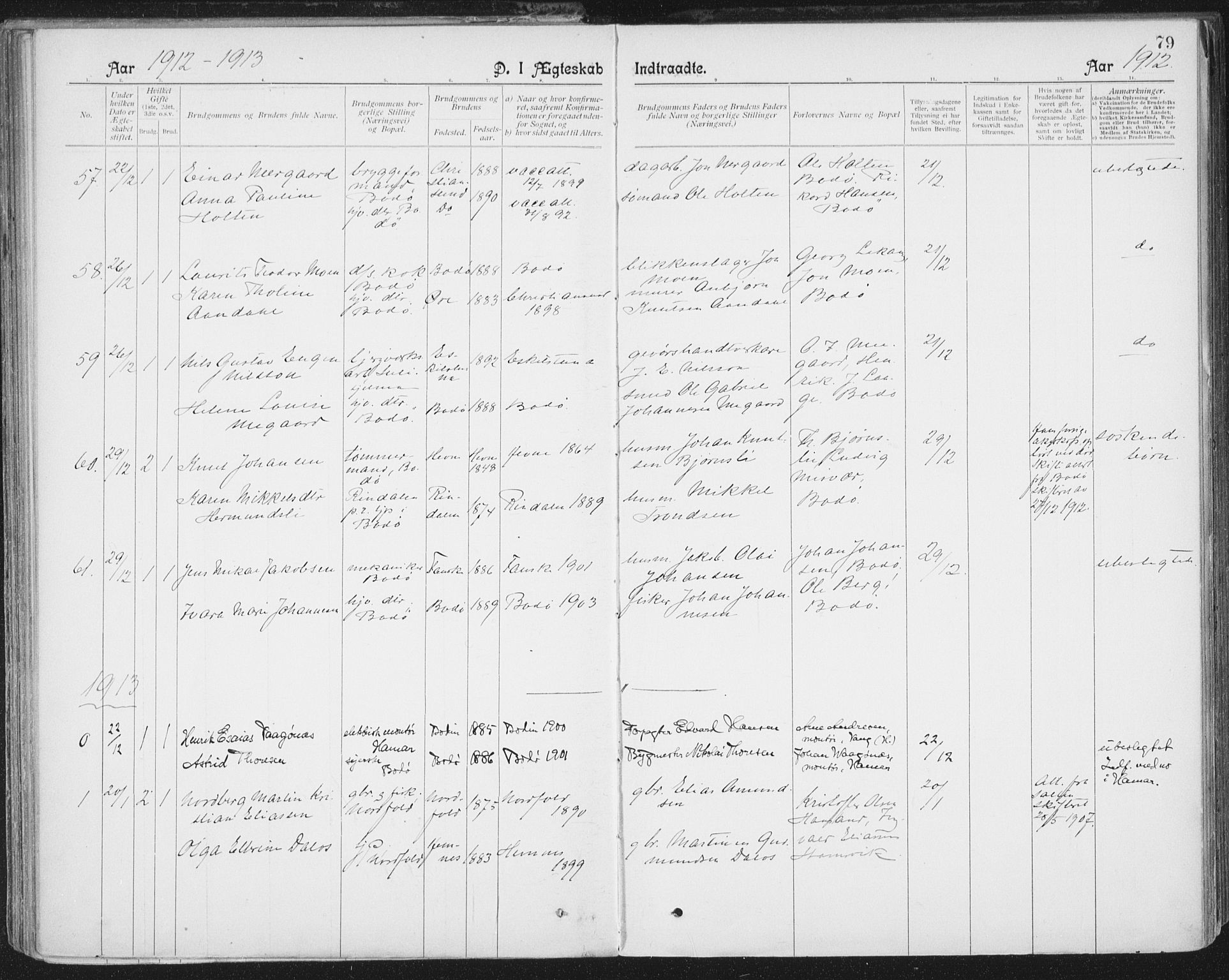 Ministerialprotokoller, klokkerbøker og fødselsregistre - Nordland, SAT/A-1459/801/L0012: Parish register (official) no. 801A12, 1900-1916, p. 79
