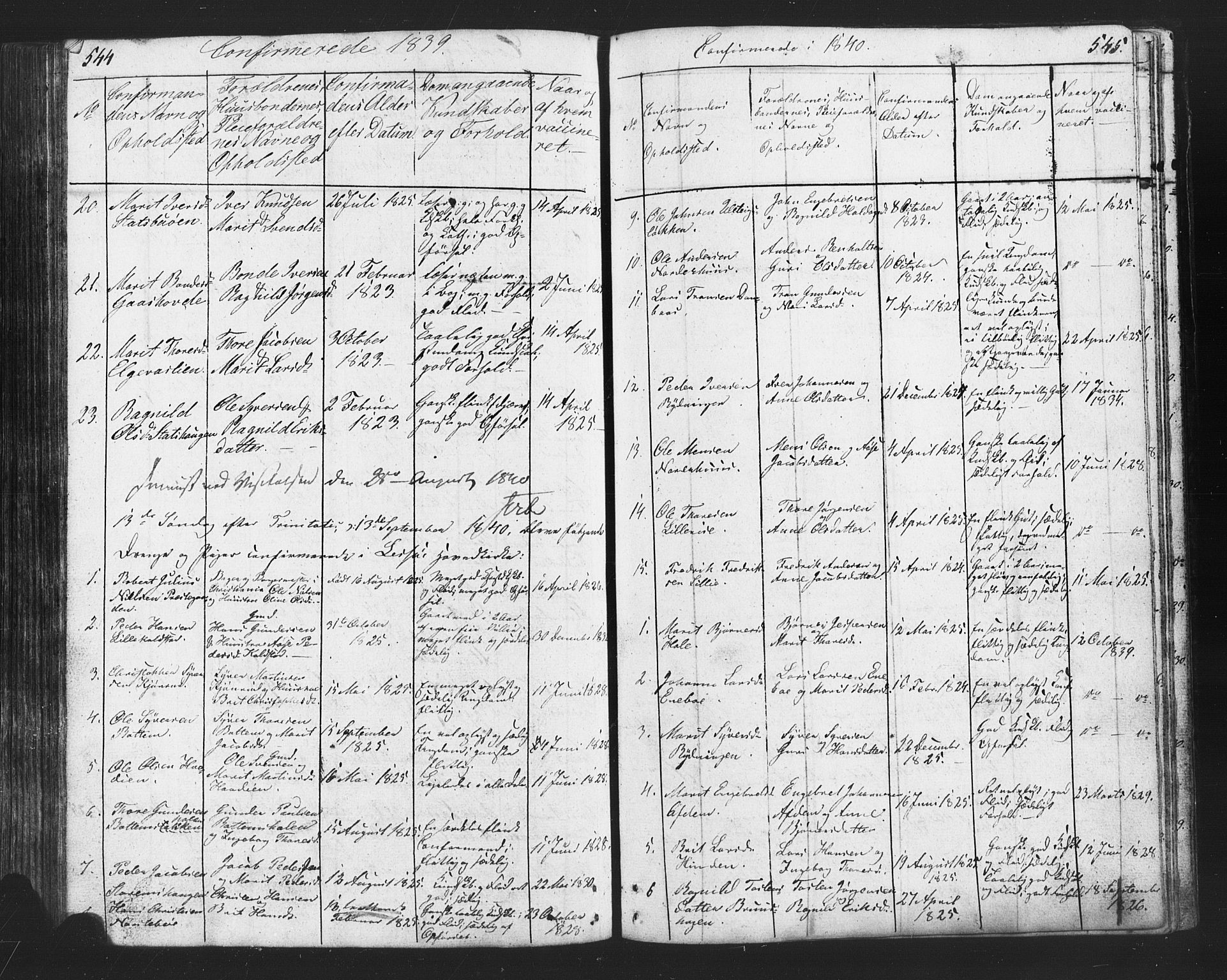 Lesja prestekontor, SAH/PREST-068/H/Ha/Hab/L0002: Parish register (copy) no. 2, 1832-1850, p. 544-545