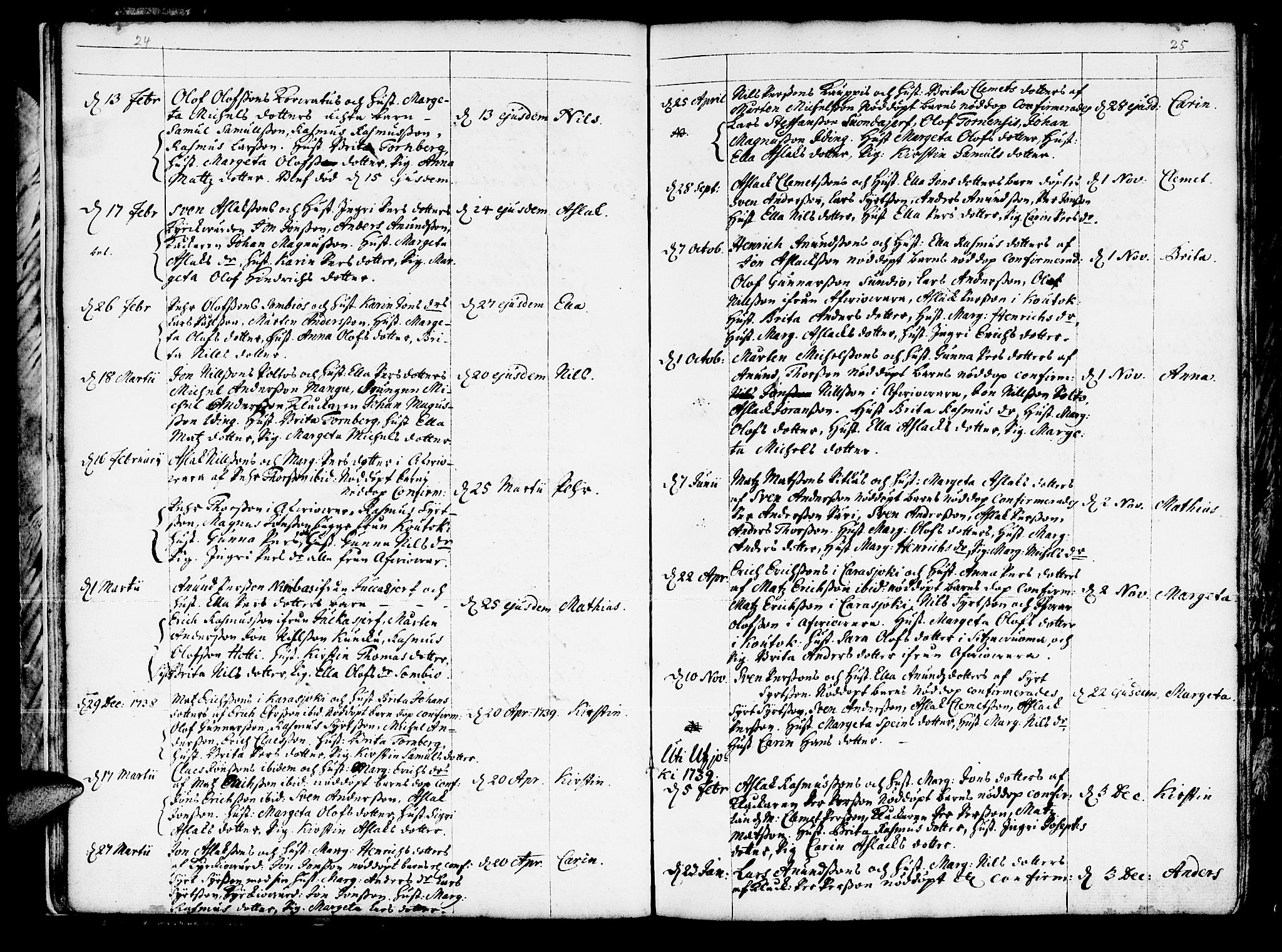 Kautokeino sokneprestembete, SATØ/S-1340/H/Ha/L0001.kirke: Parish register (official) no. 1, 1723-1776, p. 24-25