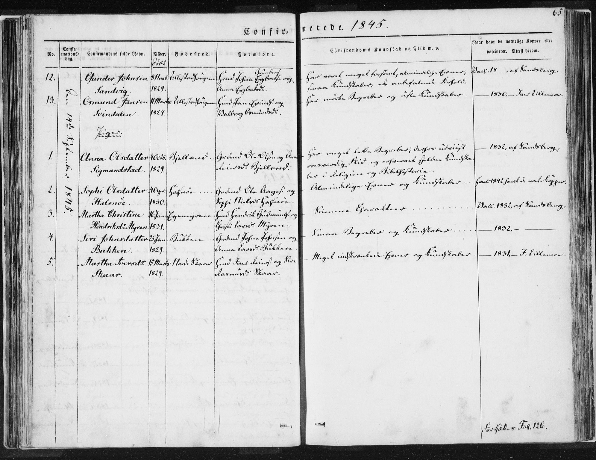 Hjelmeland sokneprestkontor, AV/SAST-A-101843/01/IV/L0007: Parish register (official) no. A 7, 1834-1850, p. 65