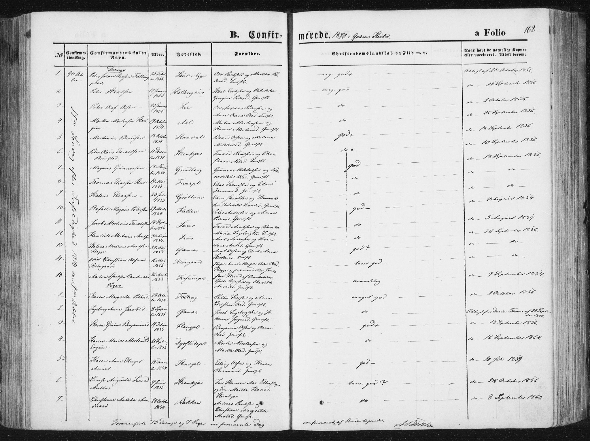 Ministerialprotokoller, klokkerbøker og fødselsregistre - Nord-Trøndelag, SAT/A-1458/746/L0447: Parish register (official) no. 746A06, 1860-1877, p. 162