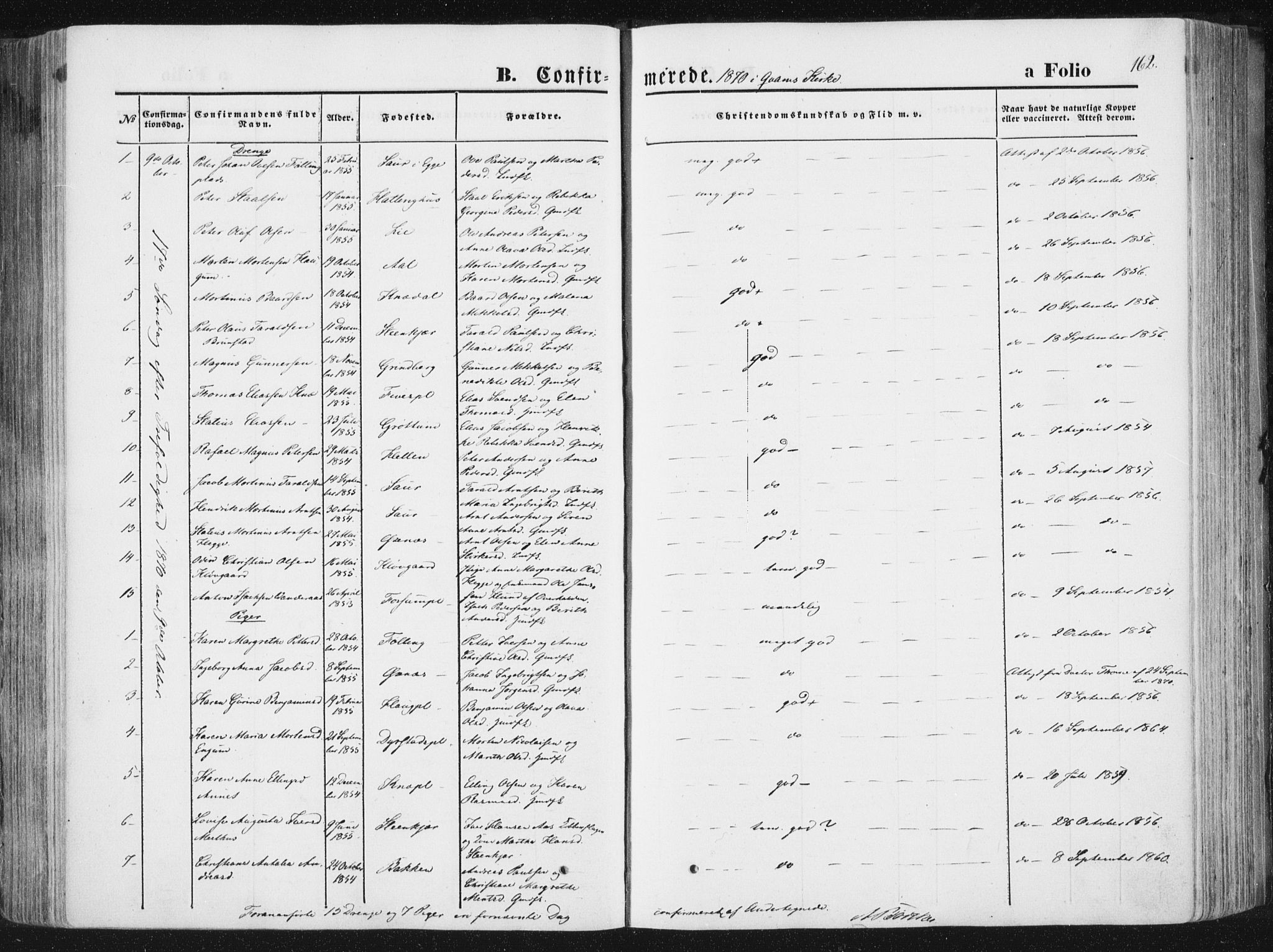 Ministerialprotokoller, klokkerbøker og fødselsregistre - Nord-Trøndelag, AV/SAT-A-1458/746/L0447: Parish register (official) no. 746A06, 1860-1877, p. 162