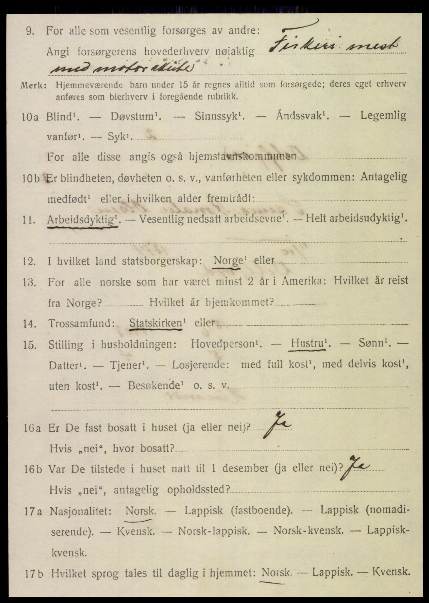 SAT, 1920 census for Velfjord, 1920, p. 586