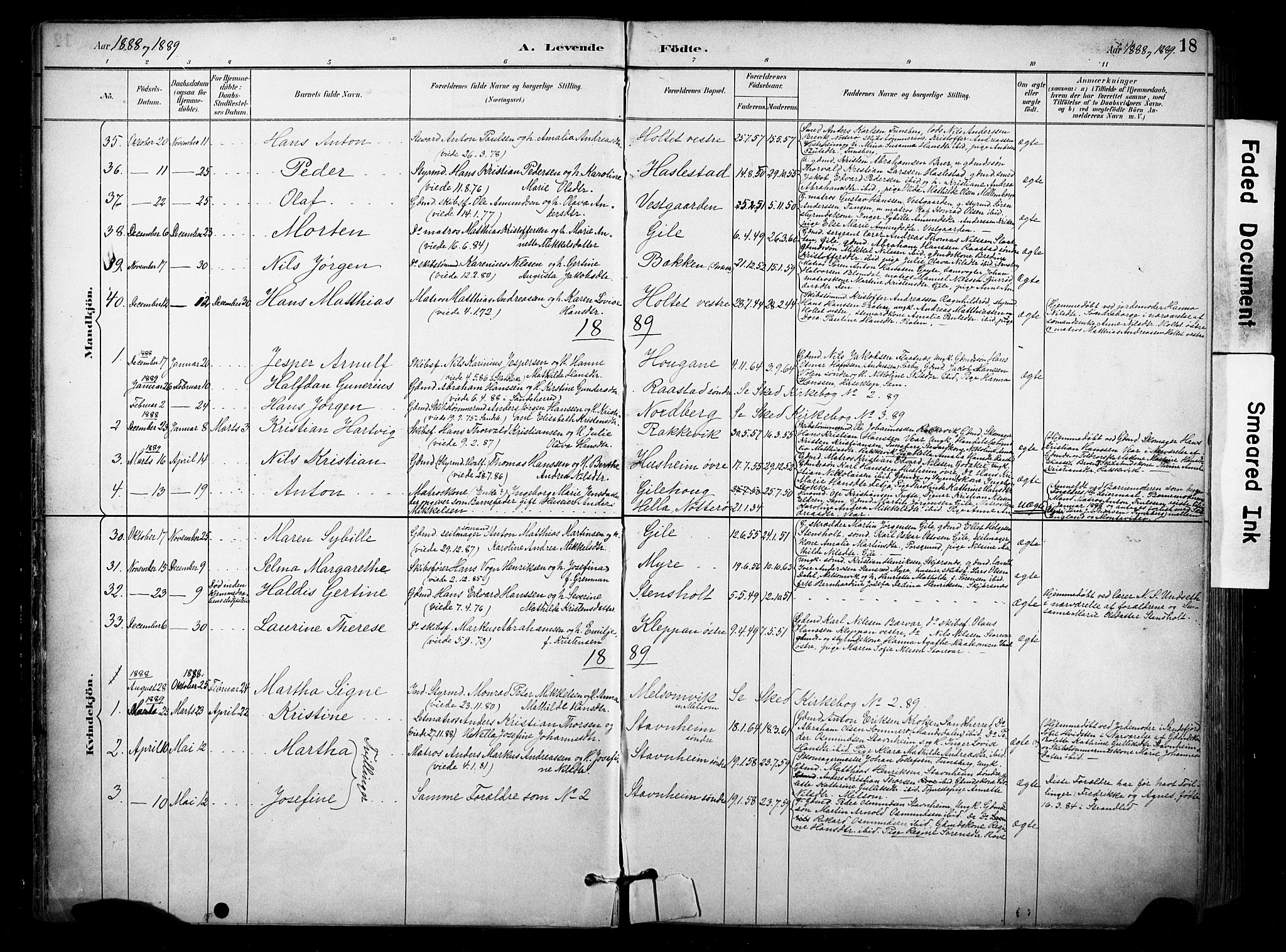 Stokke kirkebøker, SAKO/A-320/F/Fa/L0010: Parish register (official) no. I 10, 1884-1903, p. 18