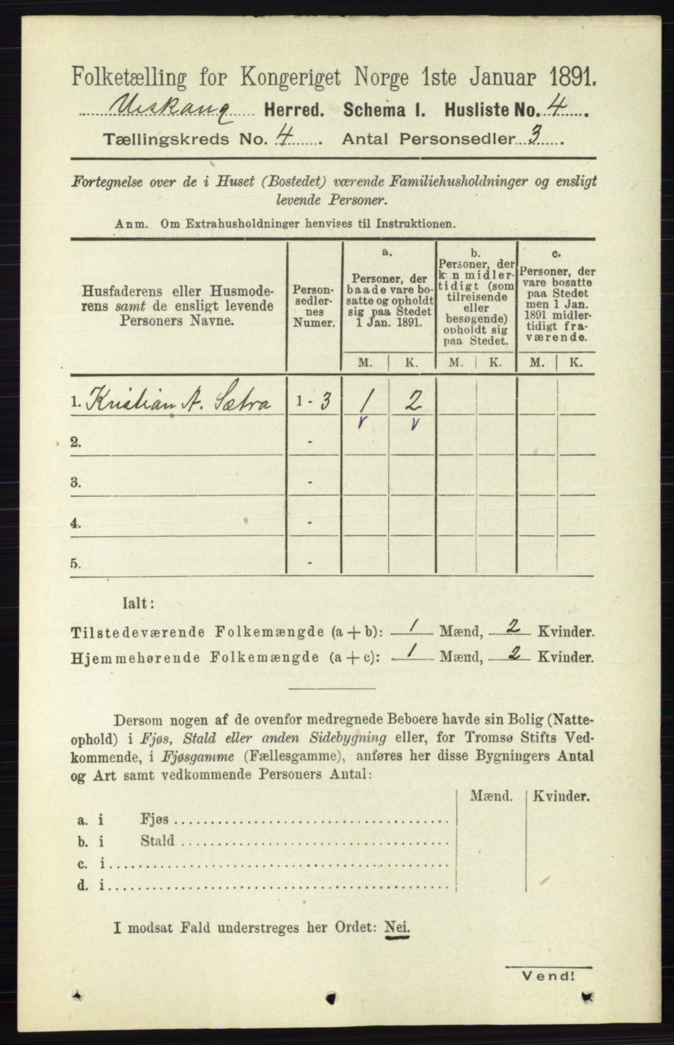 RA, 1891 census for 0224 Aurskog, 1891, p. 1401