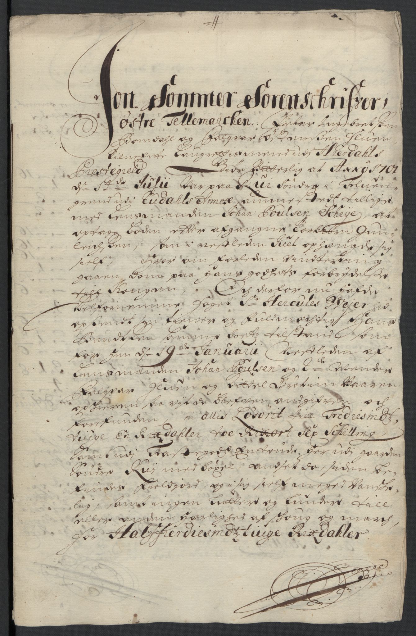 Rentekammeret inntil 1814, Reviderte regnskaper, Fogderegnskap, AV/RA-EA-4092/R36/L2105: Fogderegnskap Øvre og Nedre Telemark og Bamble, 1701, p. 47