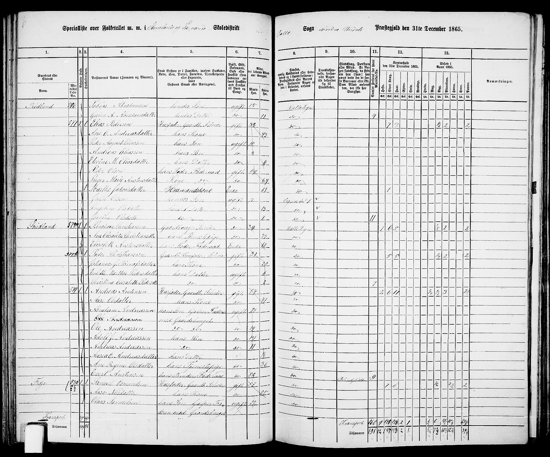 RA, 1865 census for Sør-Audnedal, 1865, p. 109