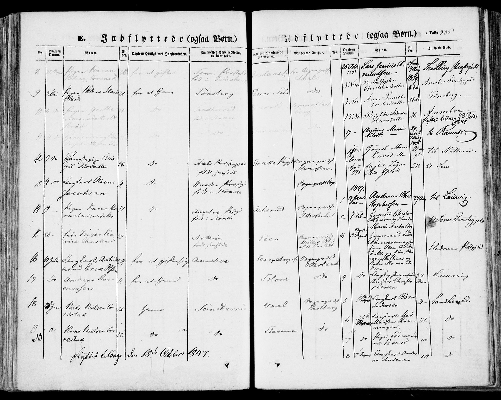 Stokke kirkebøker, AV/SAKO-A-320/F/Fa/L0007: Parish register (official) no. I 7, 1844-1857, p. 386