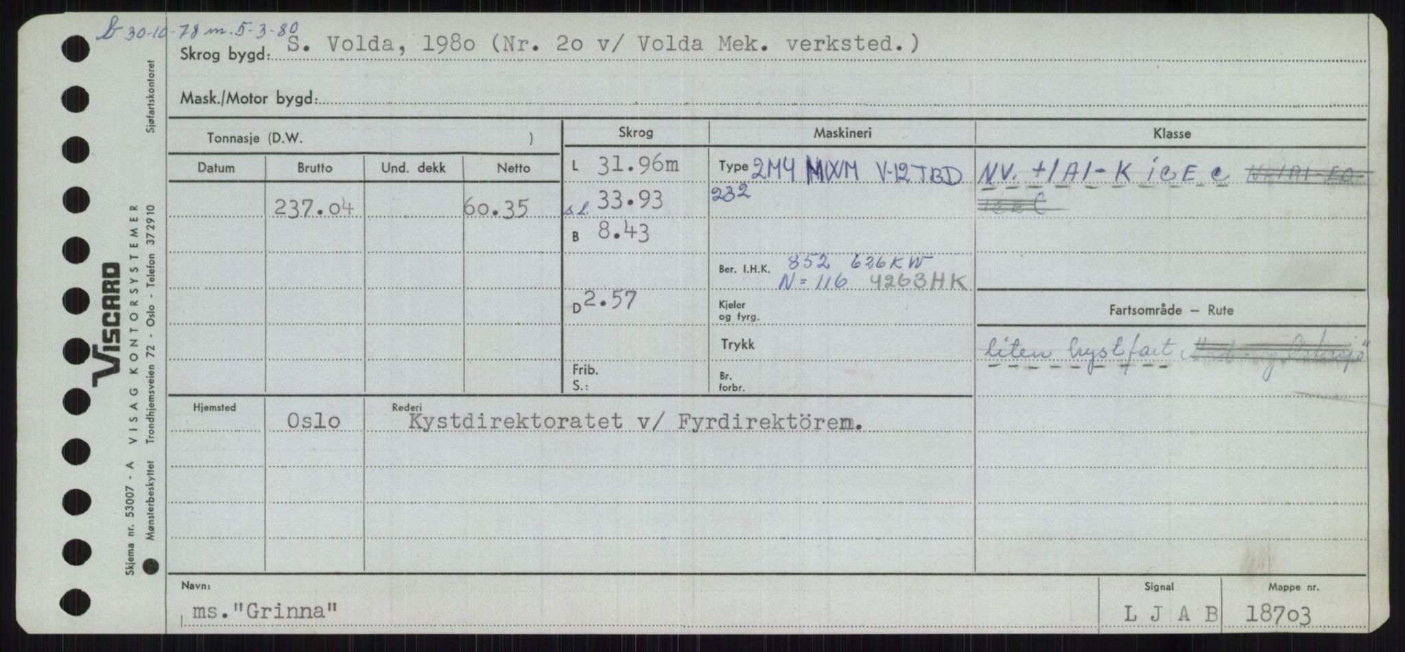 Sjøfartsdirektoratet med forløpere, Skipsmålingen, RA/S-1627/H/Ha/L0002/0002: Fartøy, Eik-Hill / Fartøy, G-Hill, p. 267