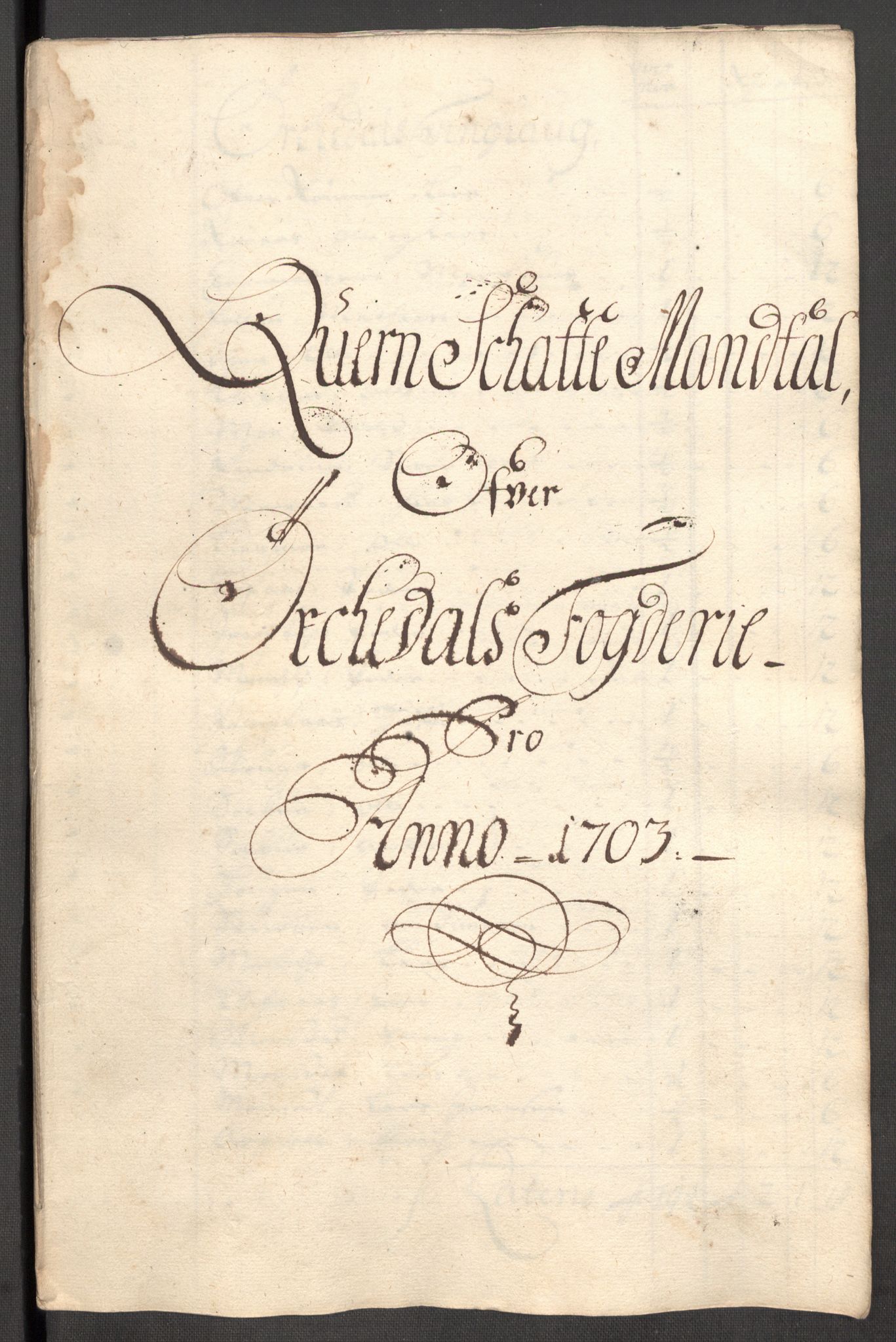 Rentekammeret inntil 1814, Reviderte regnskaper, Fogderegnskap, RA/EA-4092/R60/L3953: Fogderegnskap Orkdal og Gauldal, 1703, p. 110