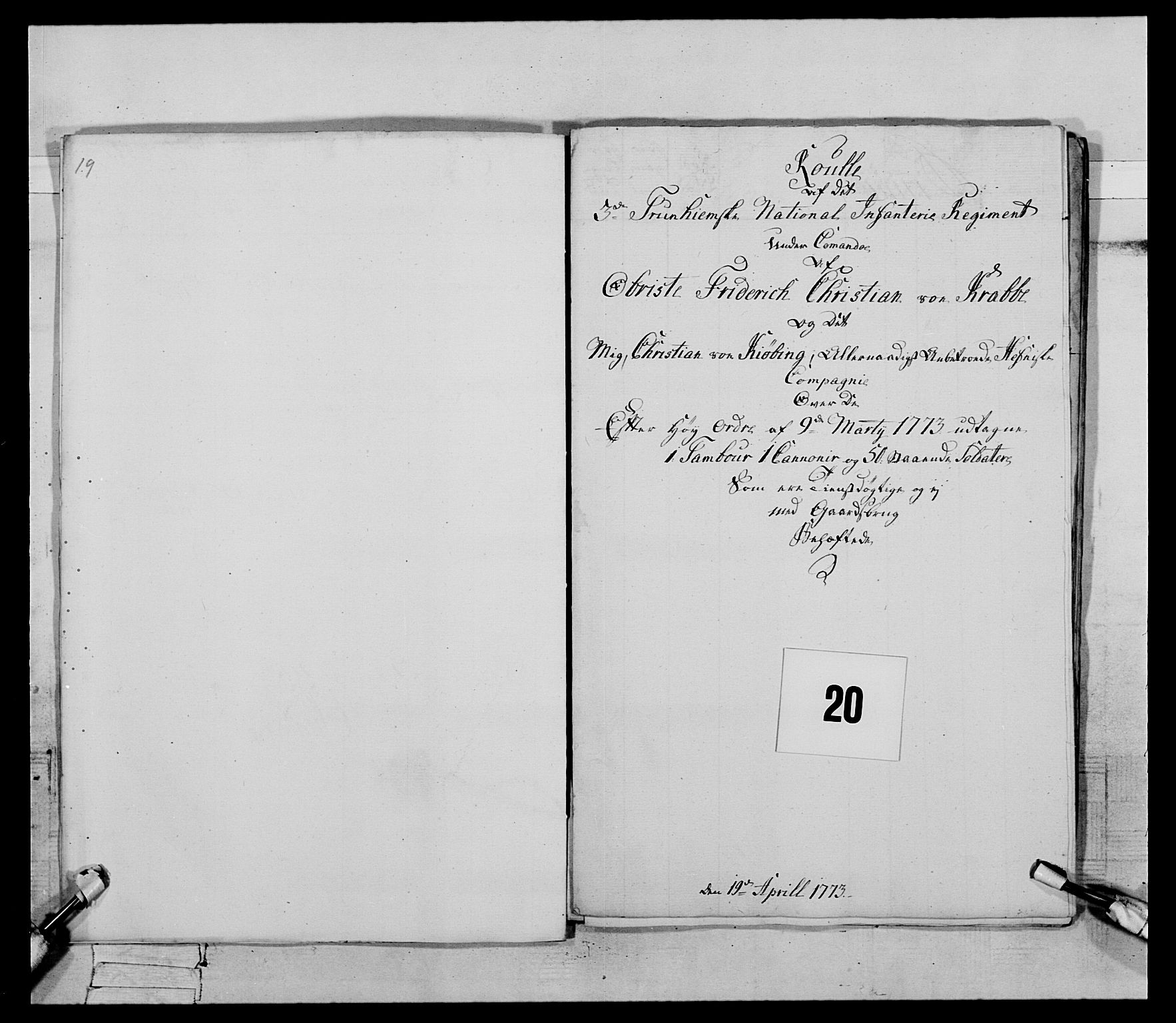 Generalitets- og kommissariatskollegiet, Det kongelige norske kommissariatskollegium, RA/EA-5420/E/Eh/L0085: 3. Trondheimske nasjonale infanteriregiment, 1773-1775, p. 124