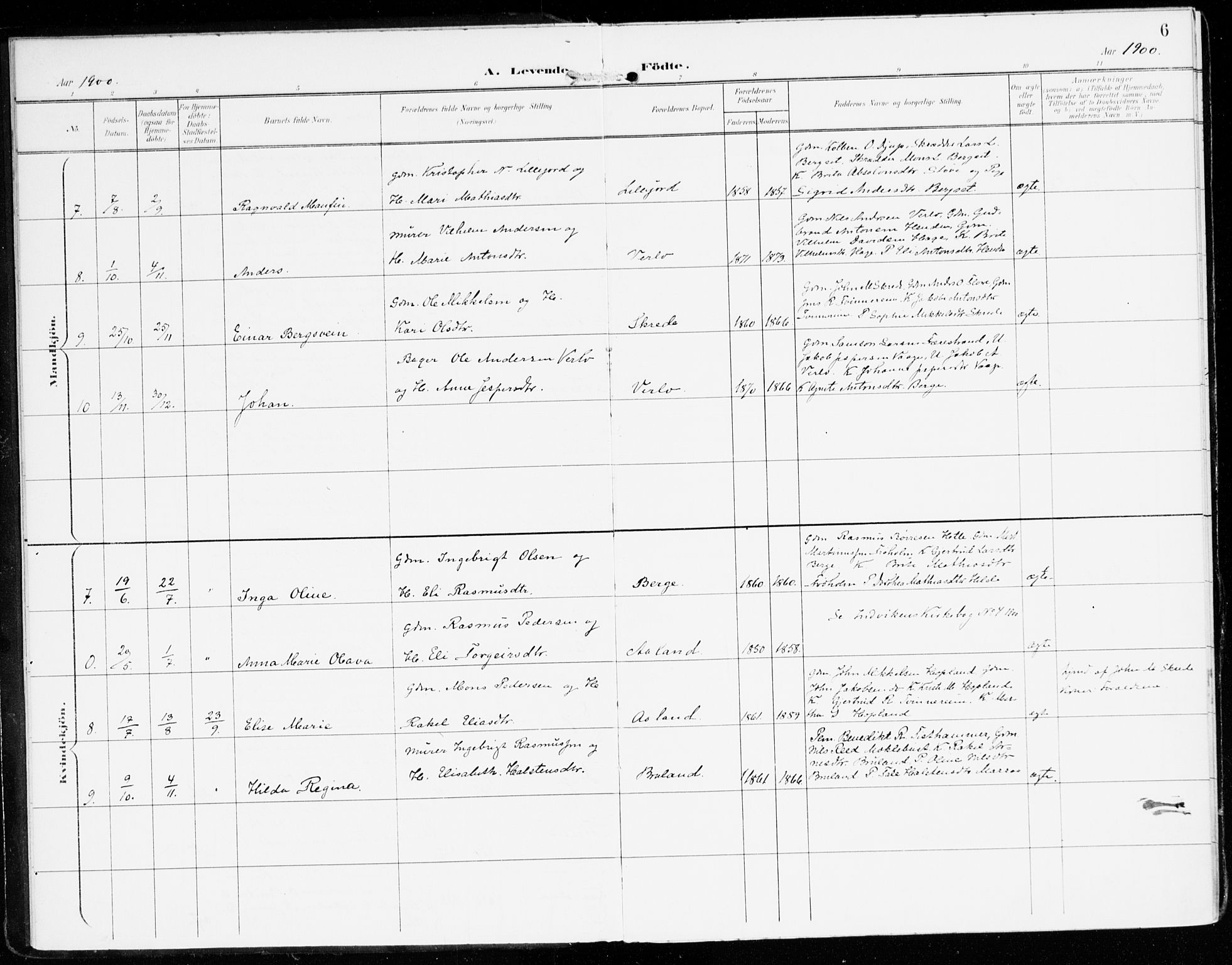 Innvik sokneprestembete, AV/SAB-A-80501: Parish register (official) no. D 2, 1900-1921, p. 6