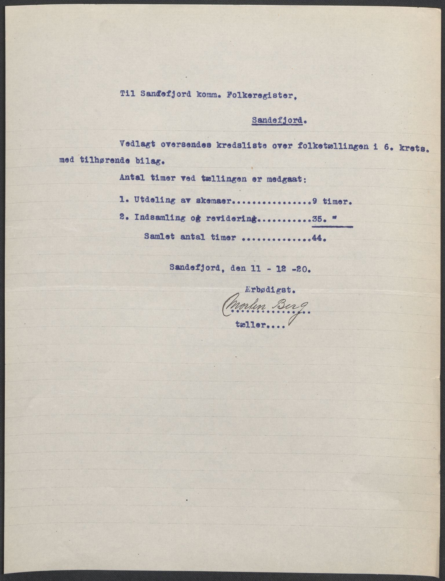 SAKO, 1920 census for Sandefjord, 1920, p. 23