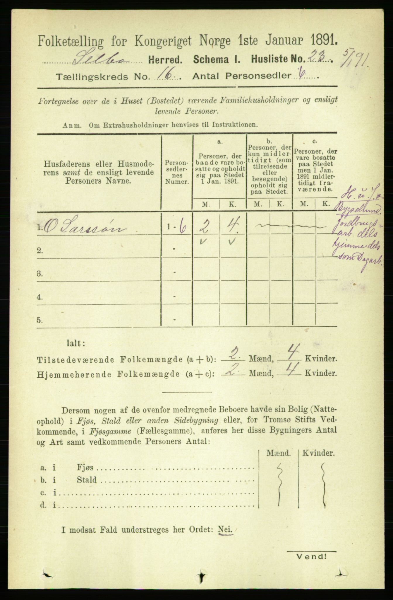 RA, 1891 census for 1664 Selbu, 1891, p. 5709