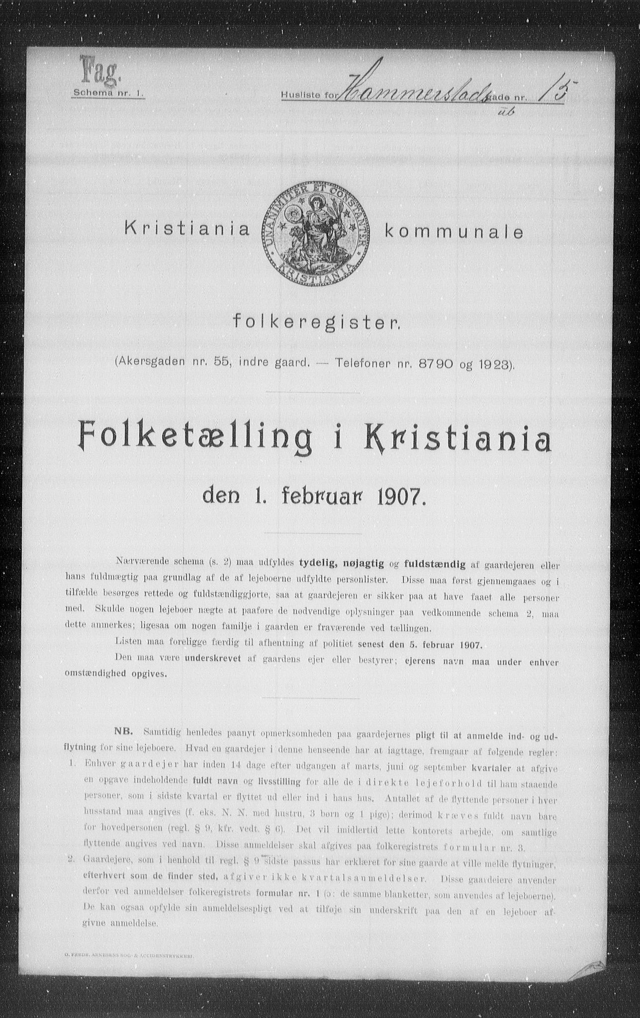 OBA, Municipal Census 1907 for Kristiania, 1907, p. 17786