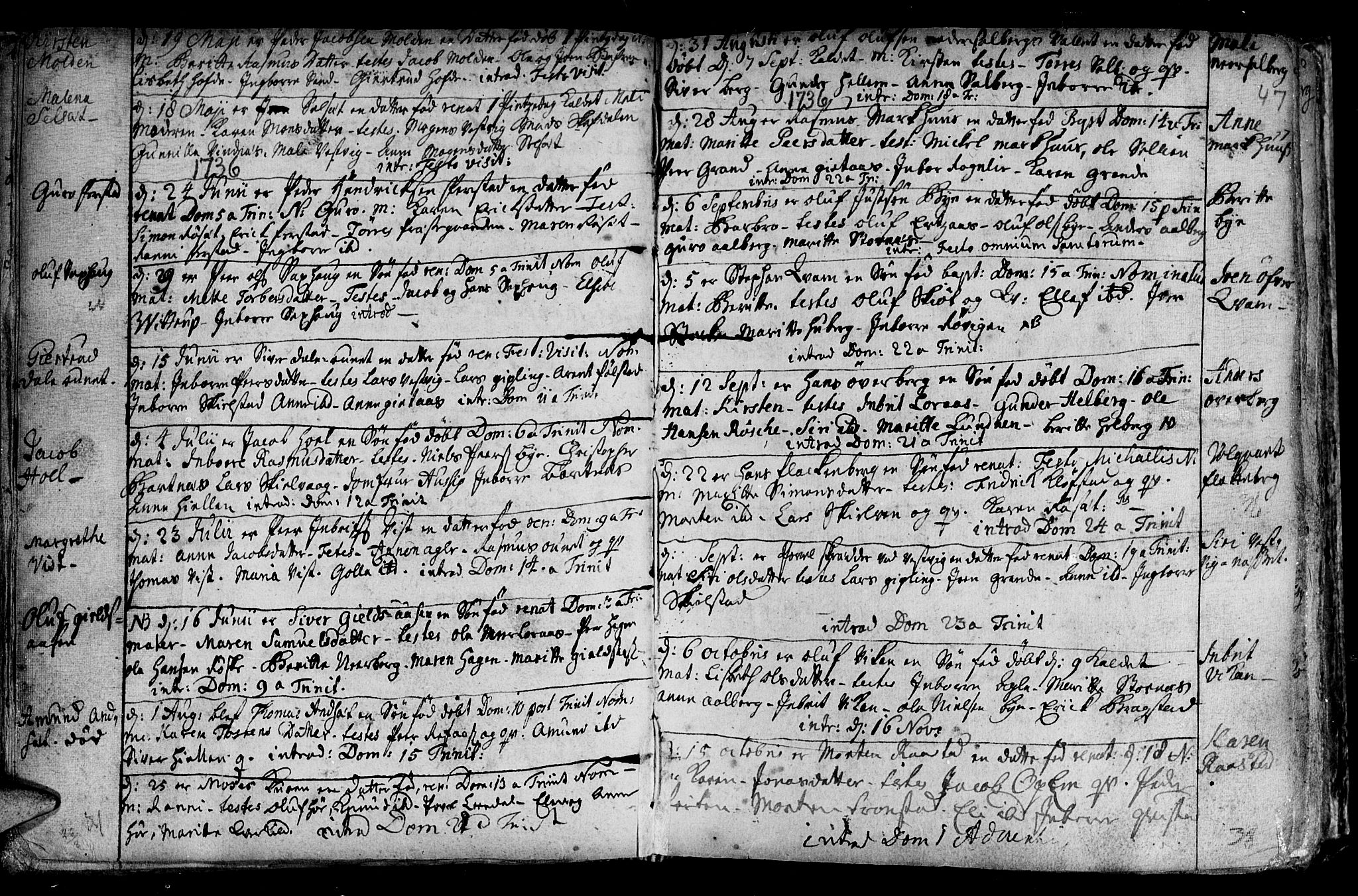 Ministerialprotokoller, klokkerbøker og fødselsregistre - Nord-Trøndelag, SAT/A-1458/730/L0272: Parish register (official) no. 730A01, 1733-1764, p. 47