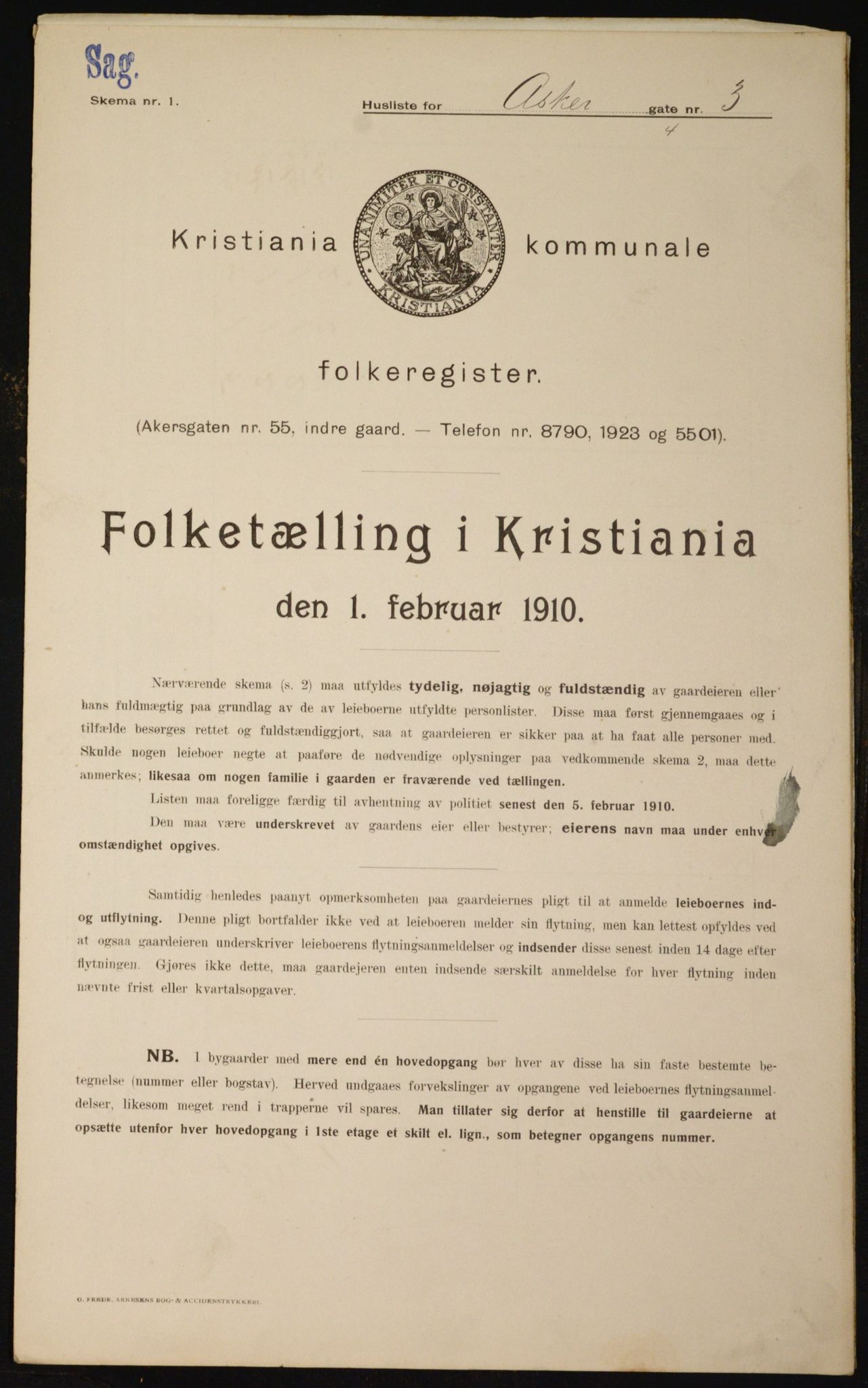 OBA, Municipal Census 1910 for Kristiania, 1910, p. 2325