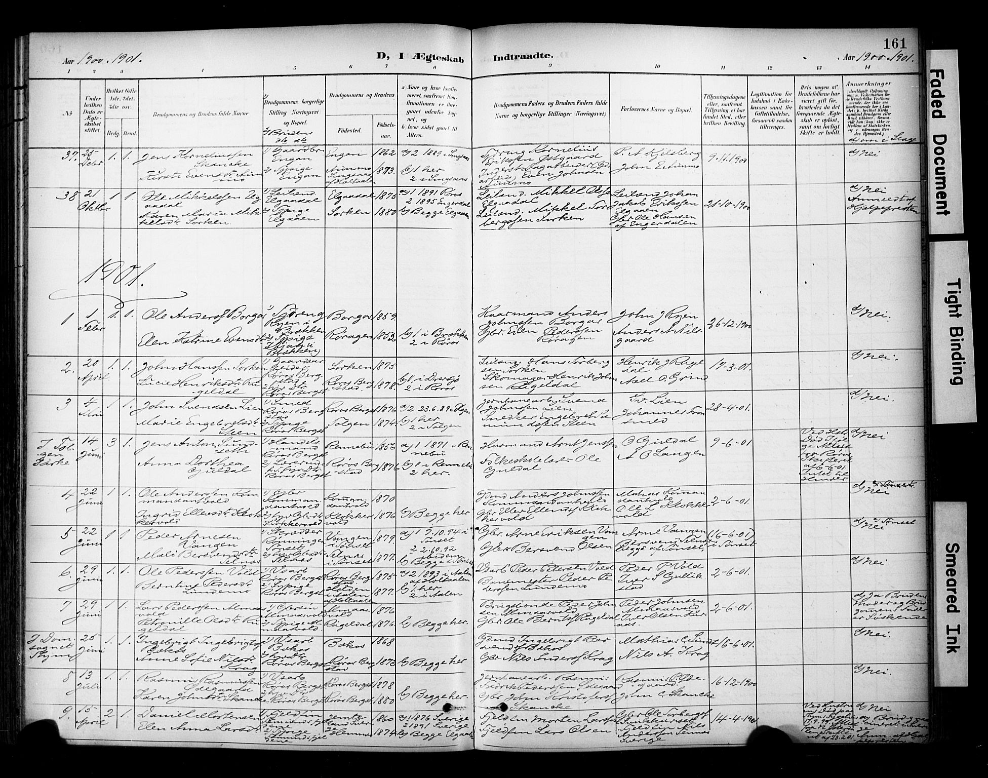 Ministerialprotokoller, klokkerbøker og fødselsregistre - Sør-Trøndelag, SAT/A-1456/681/L0936: Parish register (official) no. 681A14, 1899-1908, p. 161
