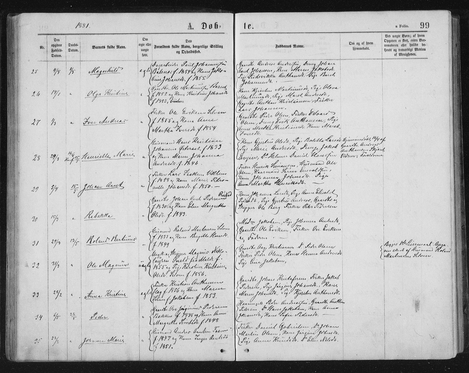 Ministerialprotokoller, klokkerbøker og fødselsregistre - Sør-Trøndelag, AV/SAT-A-1456/659/L0745: Parish register (copy) no. 659C02, 1869-1892, p. 99