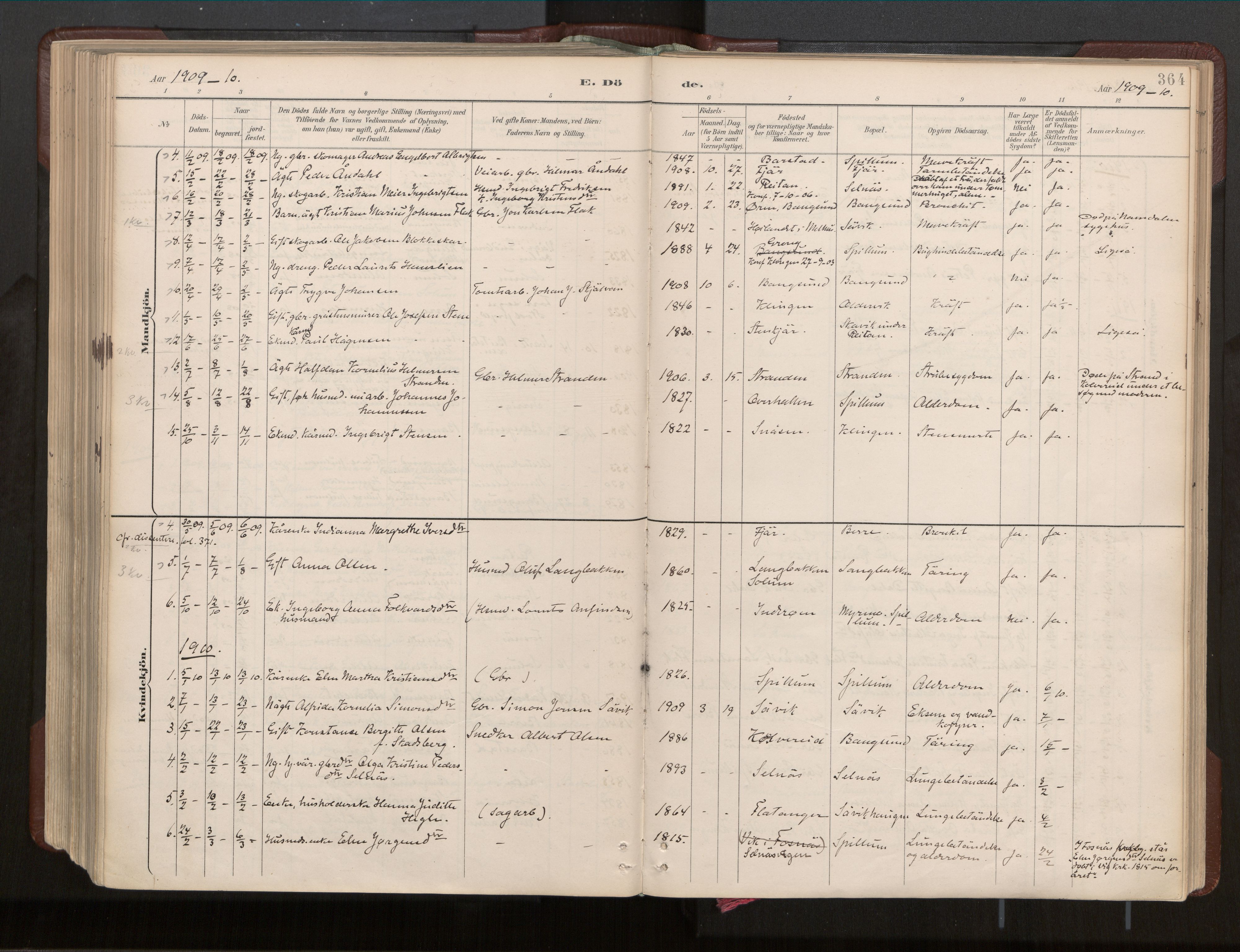 Ministerialprotokoller, klokkerbøker og fødselsregistre - Nord-Trøndelag, SAT/A-1458/770/L0589: Parish register (official) no. 770A03, 1887-1929, p. 364