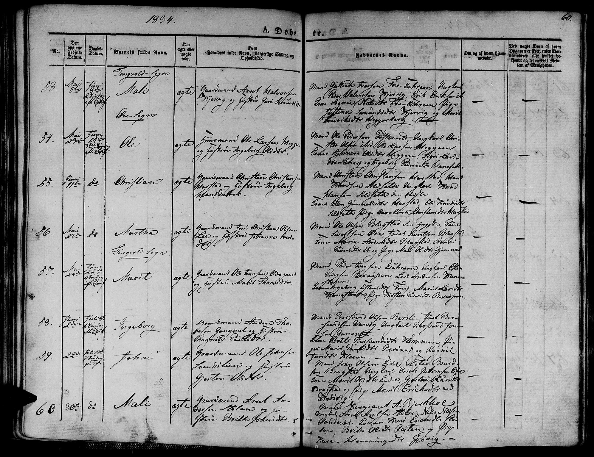 Ministerialprotokoller, klokkerbøker og fødselsregistre - Møre og Romsdal, AV/SAT-A-1454/586/L0983: Parish register (official) no. 586A09, 1829-1843, p. 60