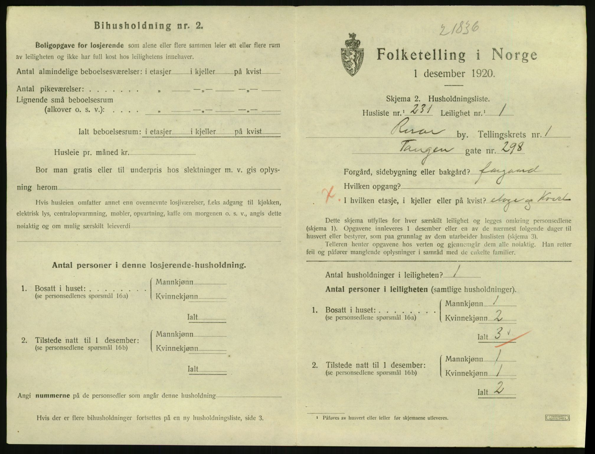 SAK, 1920 census for Risør, 1920, p. 1907