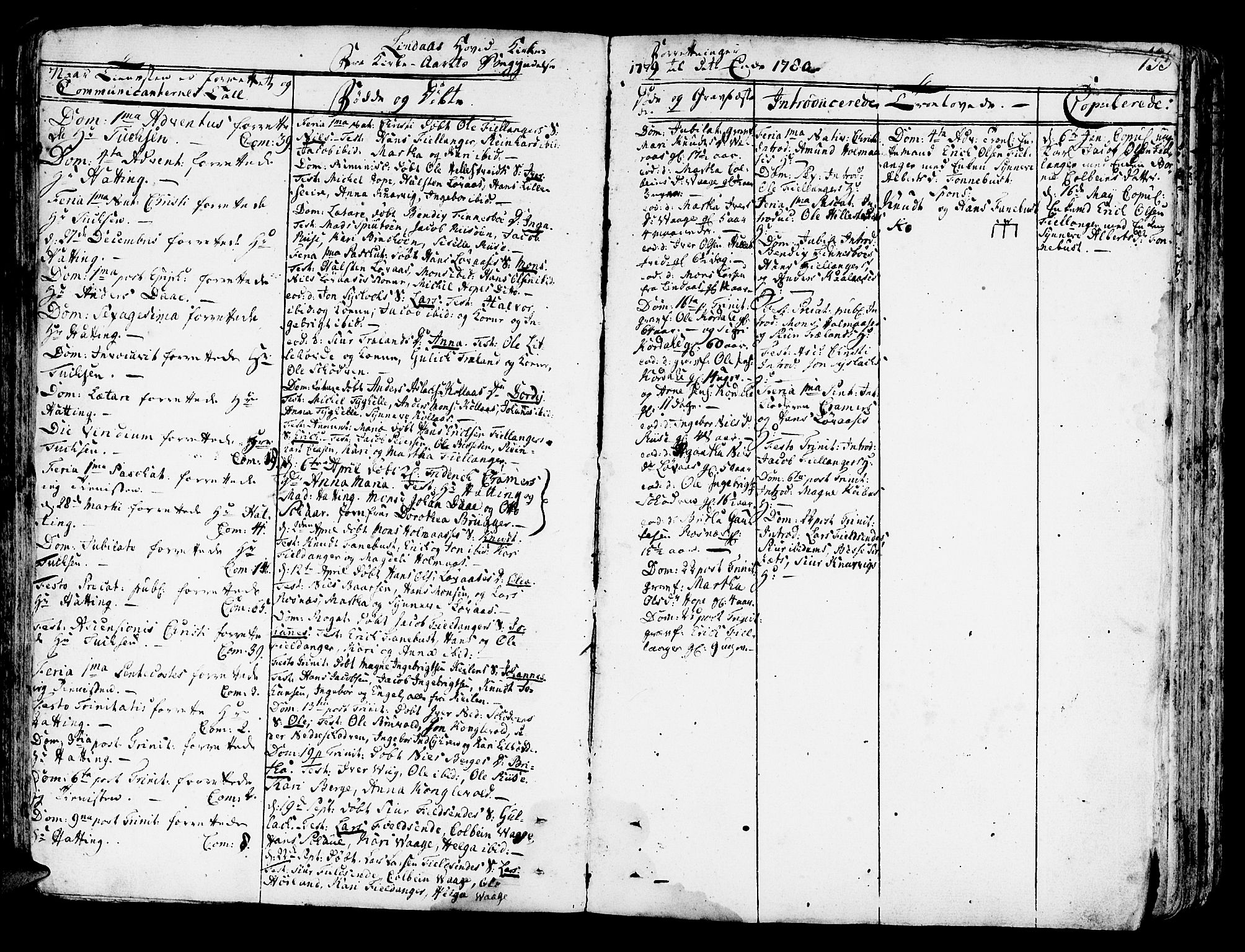 Lindås Sokneprestembete, SAB/A-76701/H/Haa: Parish register (official) no. A 4, 1764-1791, p. 155
