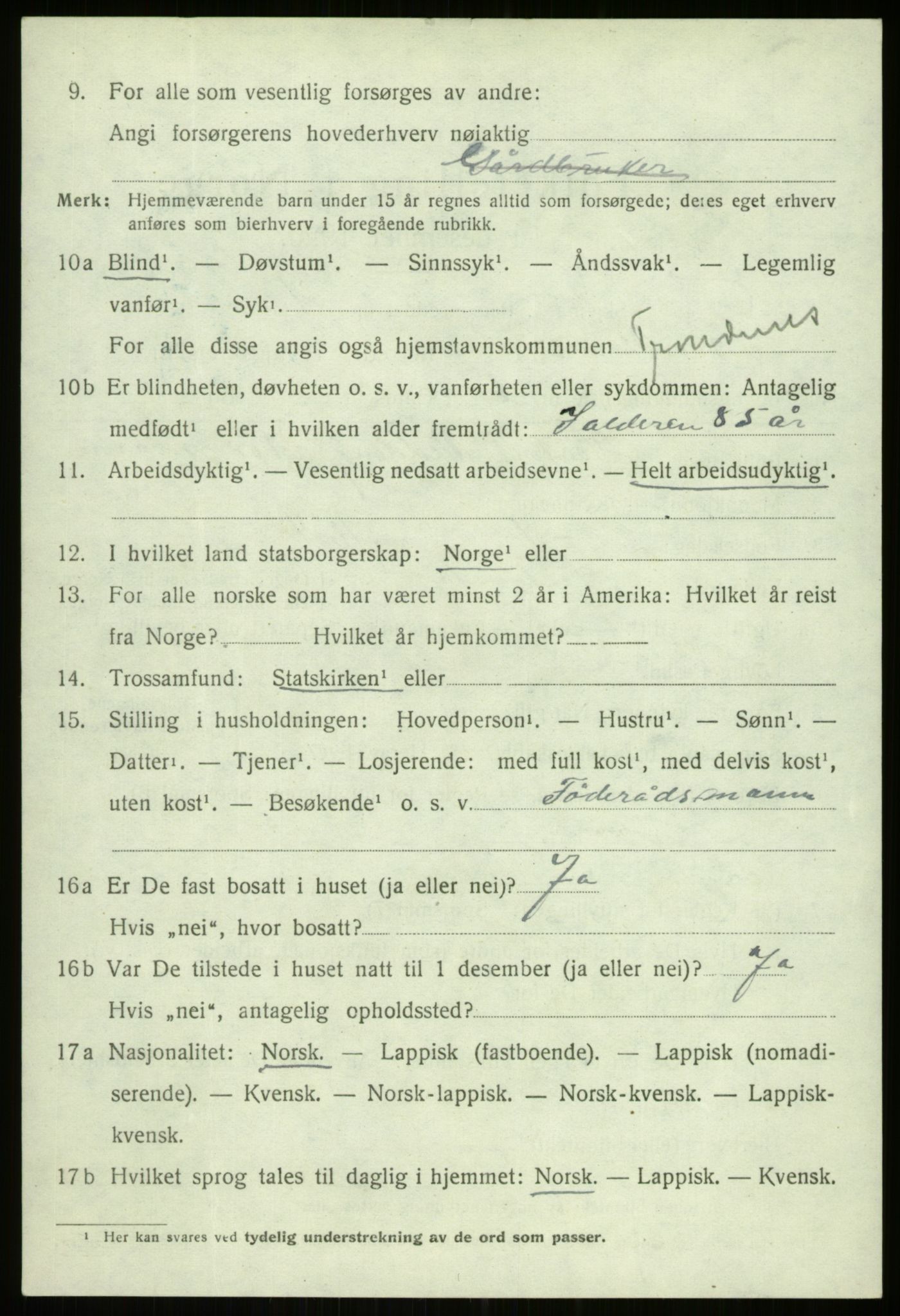 SATØ, 1920 census for Trondenes, 1920, p. 9342