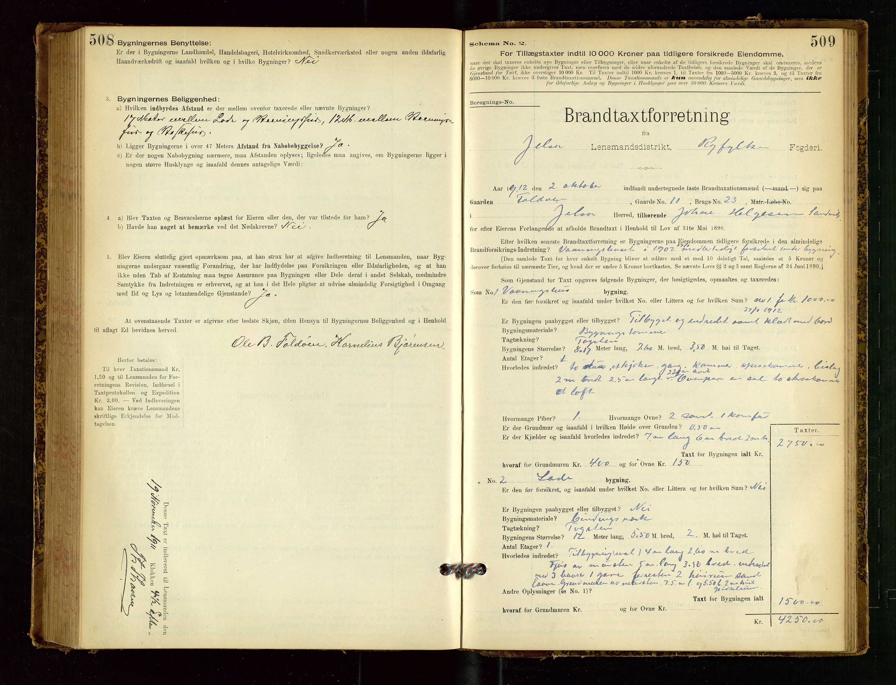 Jelsa lensmannskontor, SAST/A-100360/Gob/L0001: "Brandtaxationsprotocol", 1895-1918, p. 508-509
