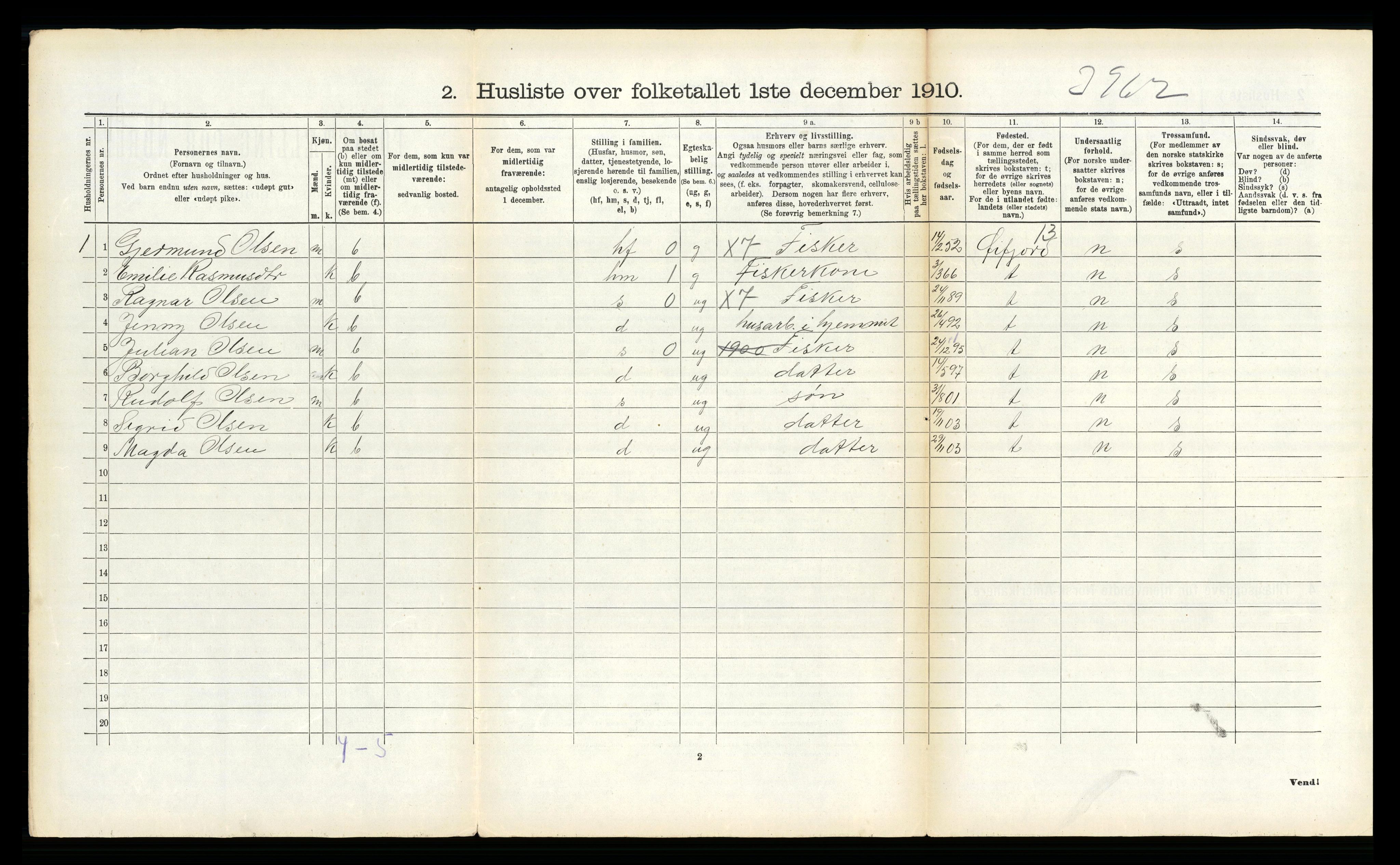 RA, 1910 census for Dverberg, 1910, p. 965