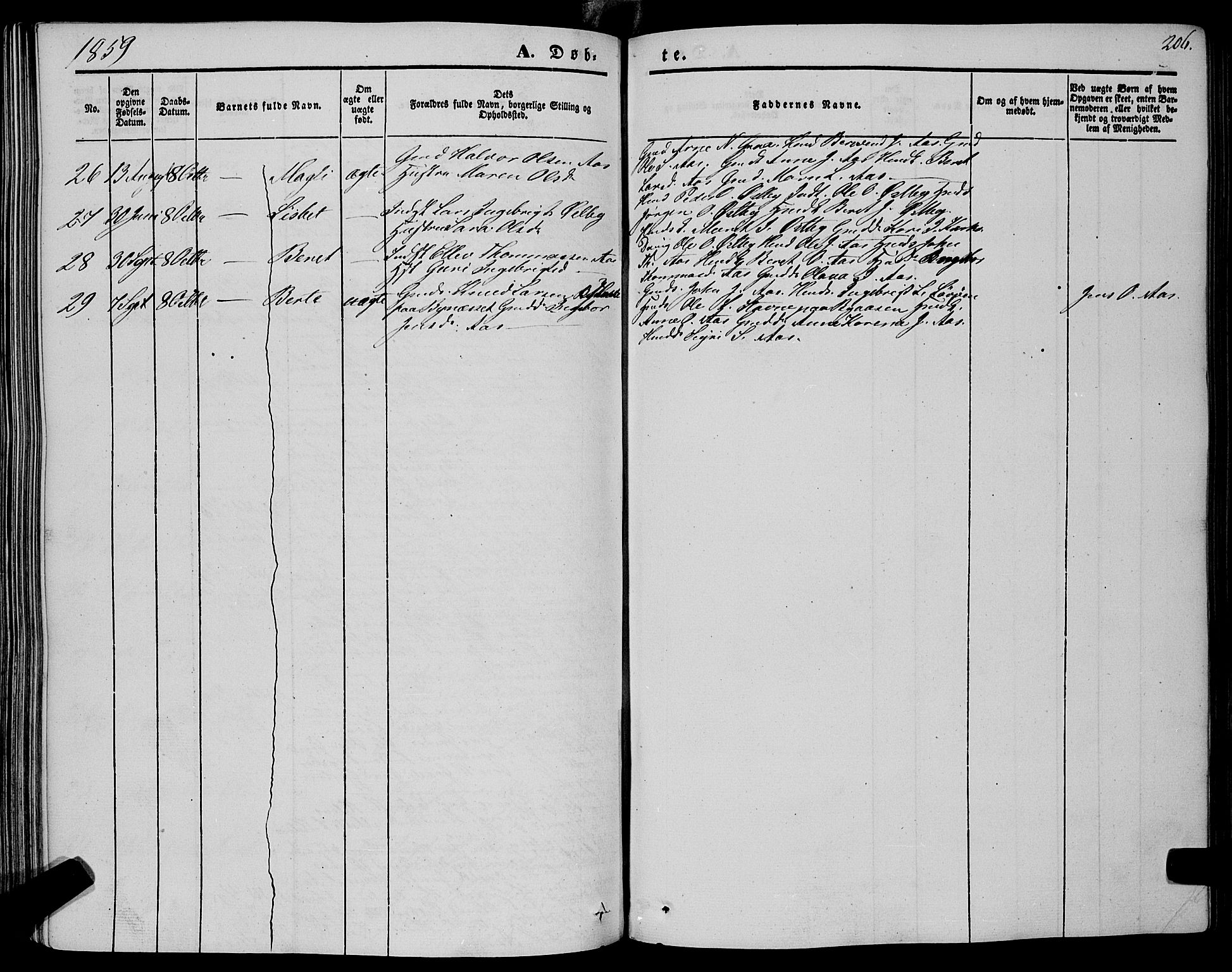 Ministerialprotokoller, klokkerbøker og fødselsregistre - Sør-Trøndelag, SAT/A-1456/695/L1146: Parish register (official) no. 695A06 /2, 1843-1859, p. 206