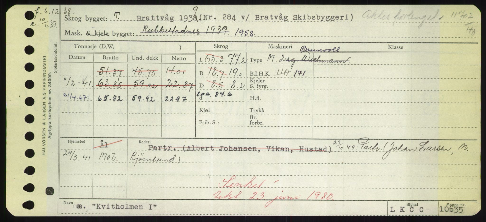 Sjøfartsdirektoratet med forløpere, Skipsmålingen, RA/S-1627/H/Hd/L0021: Fartøy, Kor-Kår, p. 361