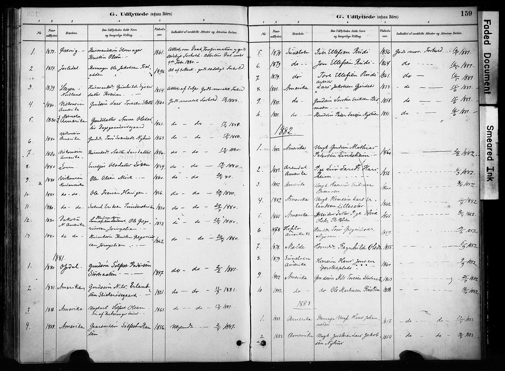Skjåk prestekontor, SAH/PREST-072/H/Ha/Haa/L0004: Parish register (official) no. 4, 1880-1904, p. 159
