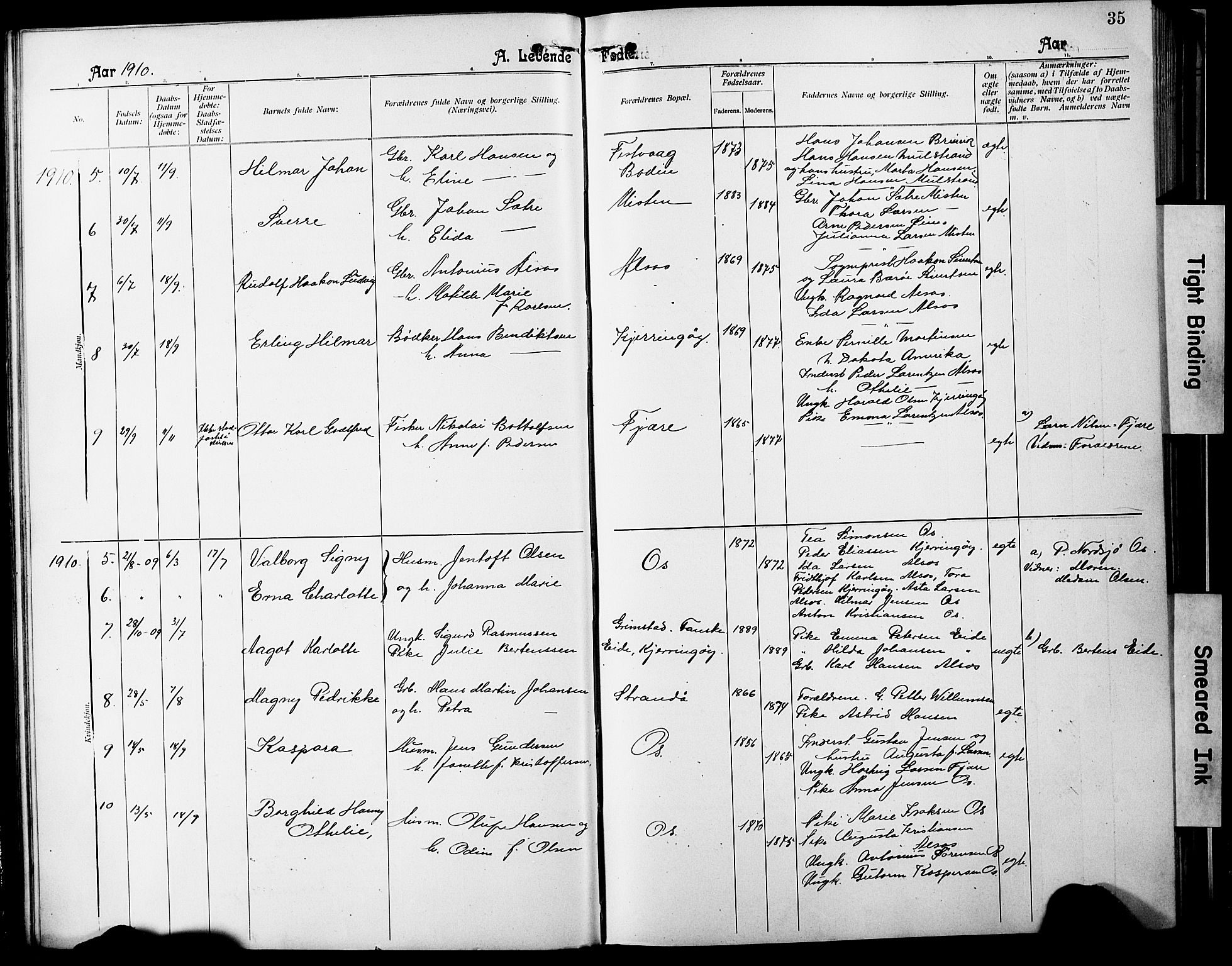 Ministerialprotokoller, klokkerbøker og fødselsregistre - Nordland, SAT/A-1459/803/L0077: Parish register (copy) no. 803C04, 1897-1930, p. 35