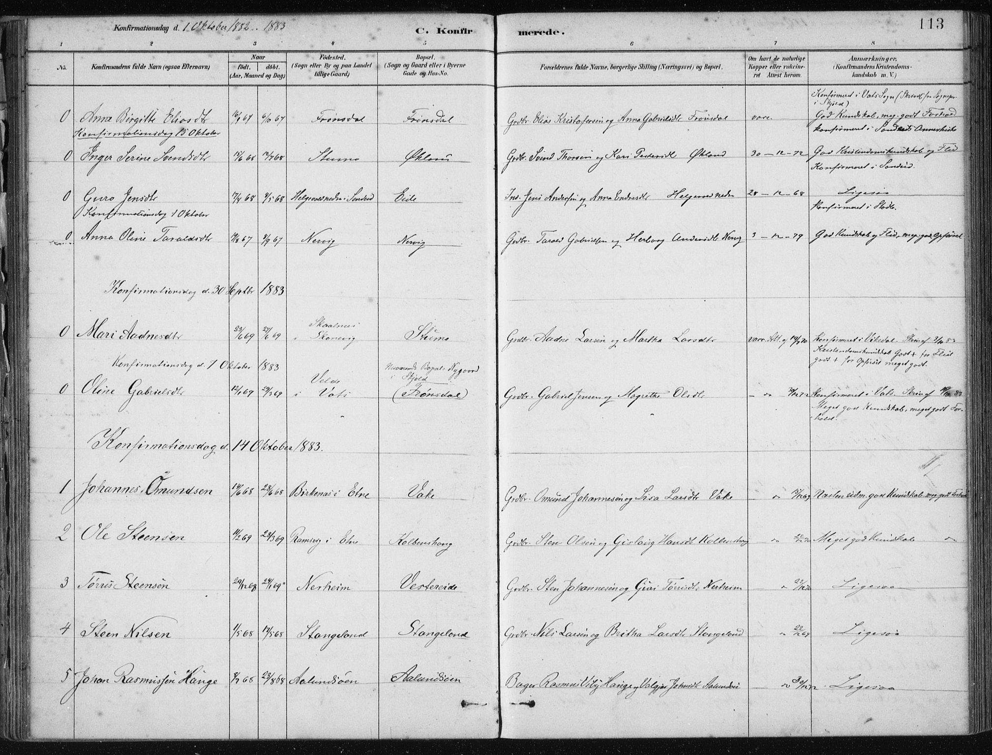 Fjelberg sokneprestembete, AV/SAB-A-75201/H/Haa: Parish register (official) no. D 1, 1879-1918, p. 113