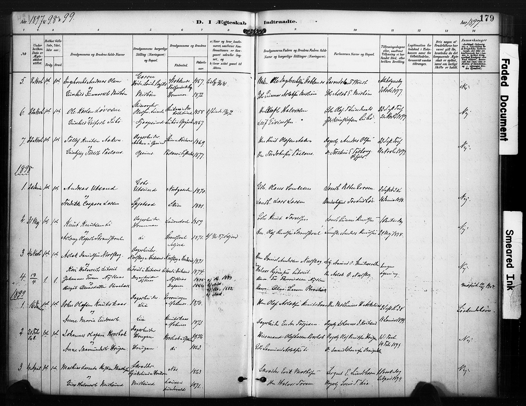 Kviteseid kirkebøker, SAKO/A-276/F/Fa/L0008: Parish register (official) no. I 8, 1882-1903, p. 179
