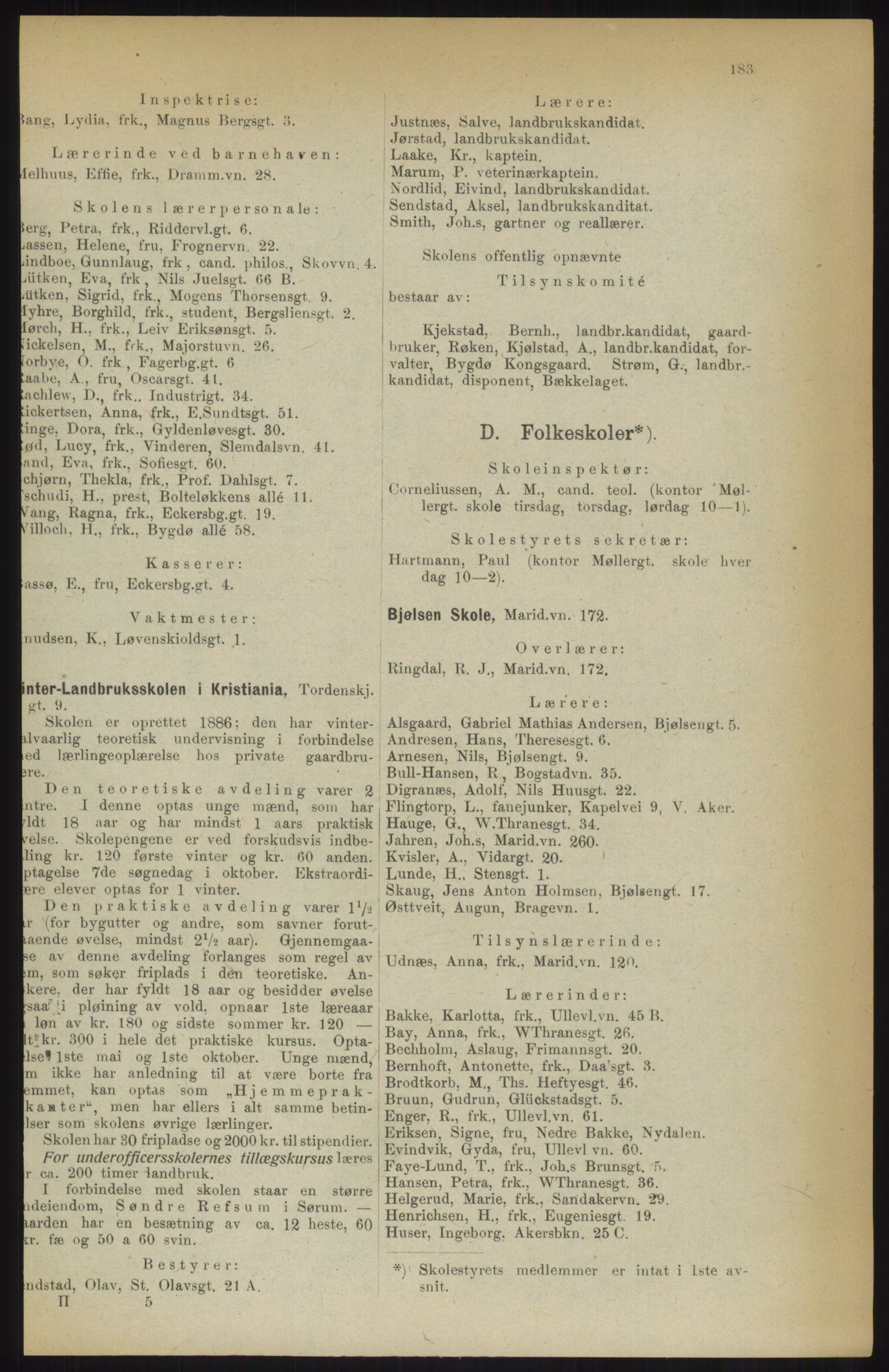 Kristiania/Oslo adressebok, PUBL/-, 1914, p. 183