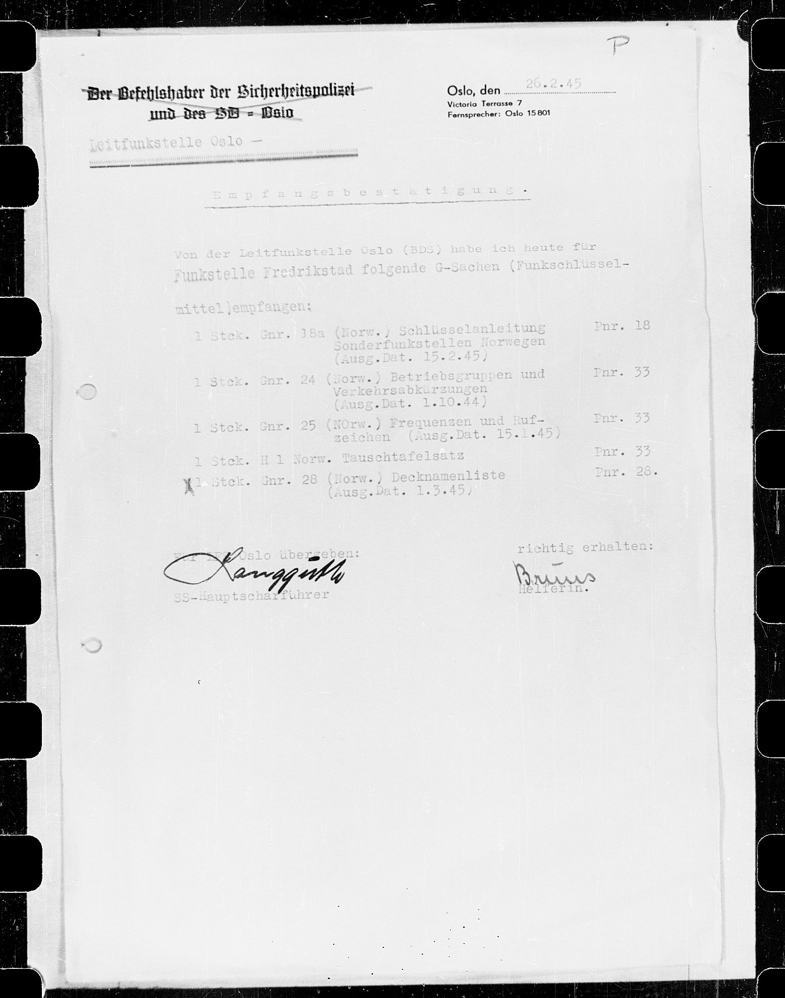 Documents Section, AV/RA-RAFA-2200/V/L0071: Film med FO IIs bestillingsnummer., 1940-1945, p. 219