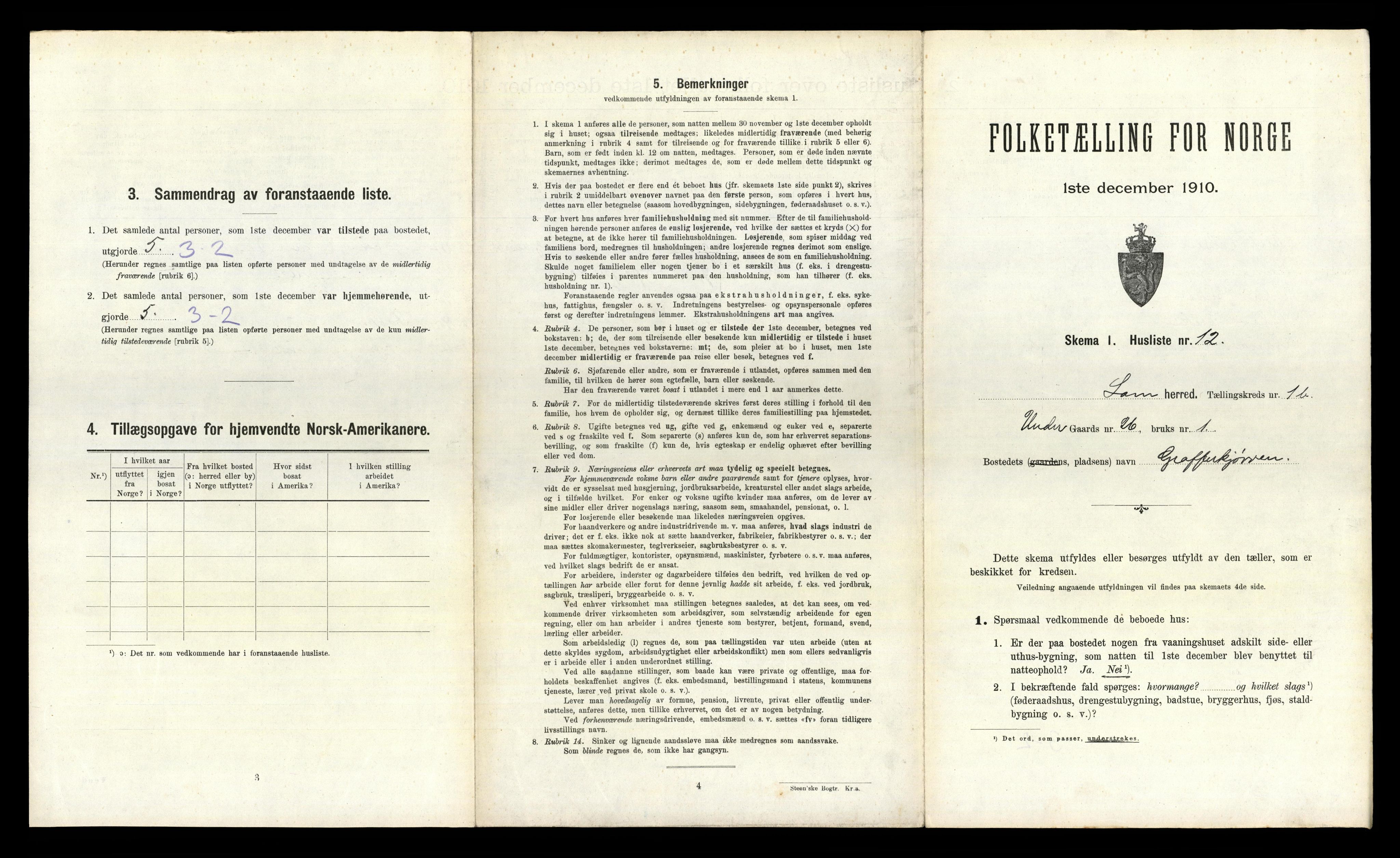 RA, 1910 census for Lom, 1910, p. 215