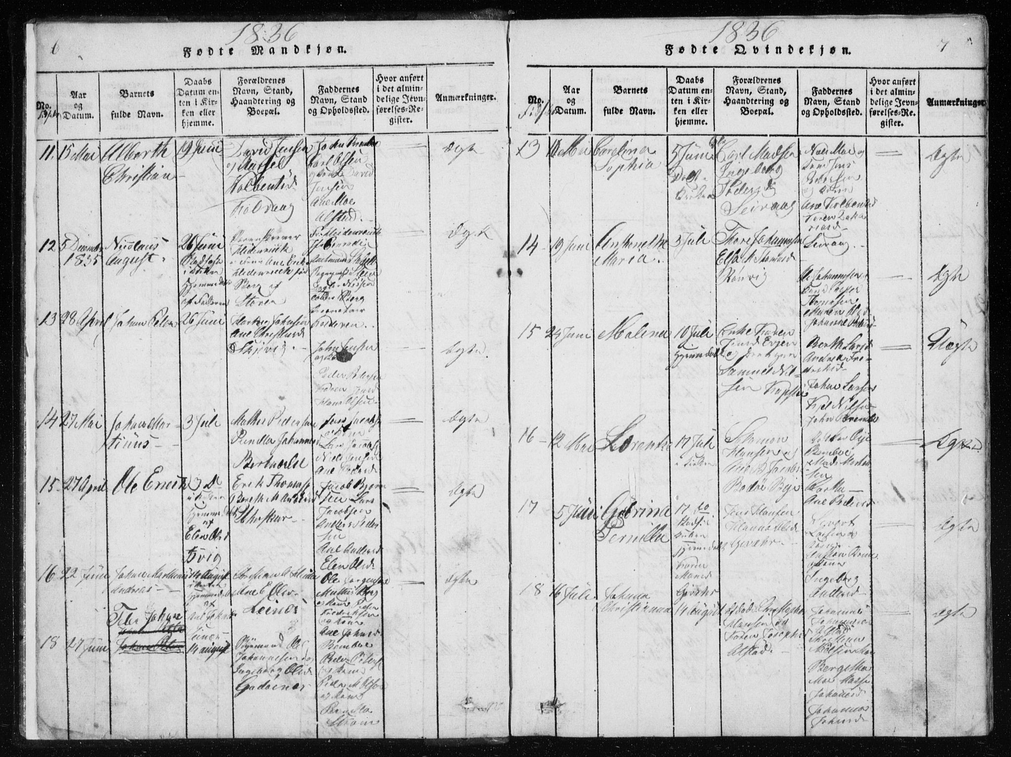 Ministerialprotokoller, klokkerbøker og fødselsregistre - Nordland, AV/SAT-A-1459/801/L0027: Parish register (copy) no. 801C02, 1835-1845, p. 6-7