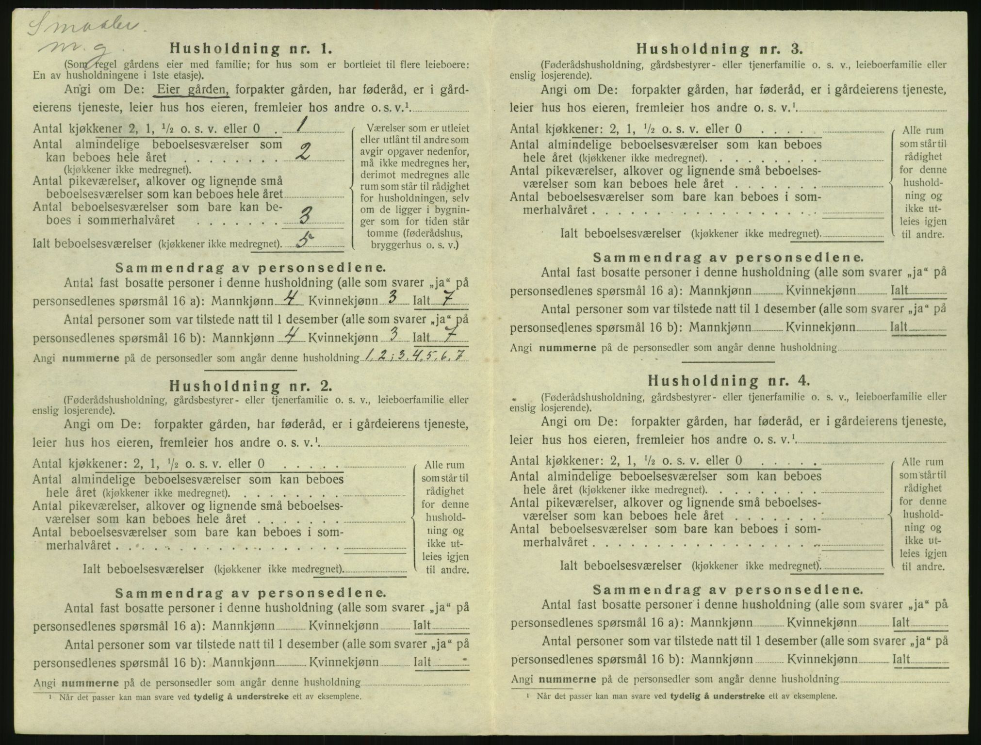 SAK, 1920 census for Herefoss, 1920, p. 163