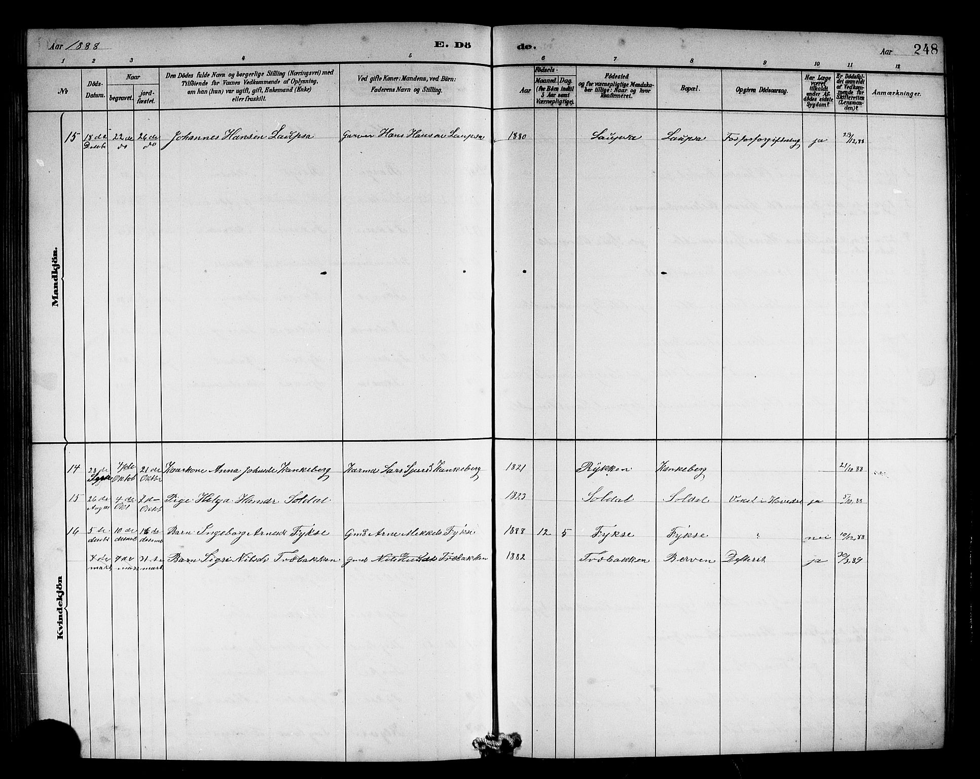 Kvam sokneprestembete, SAB/A-76201/H/Hab: Parish register (copy) no. C 3, 1881-1905, p. 248